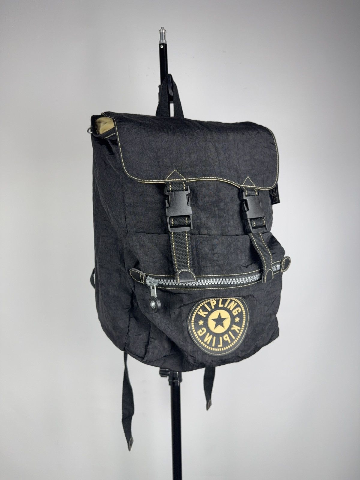 Vintage Kipling Backpack Black Outdor Nylon Y2K Big Logo Rucksack Size ONE SIZE - 1 Thumbnail