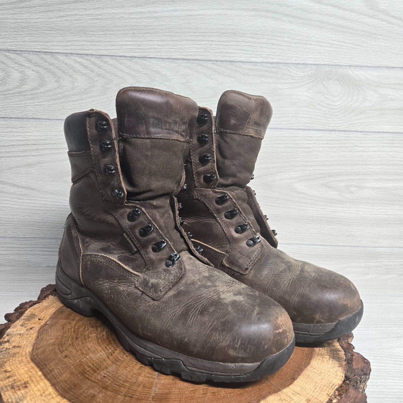 Vintage Field & Stream Boots Mens Brown Leather Waterproof Insulated Steel Toe Mid-Calf 11 US 12 UK Boots Hunting Hiking Trail Size US 12 / EU 45 - 2 Thumbnail