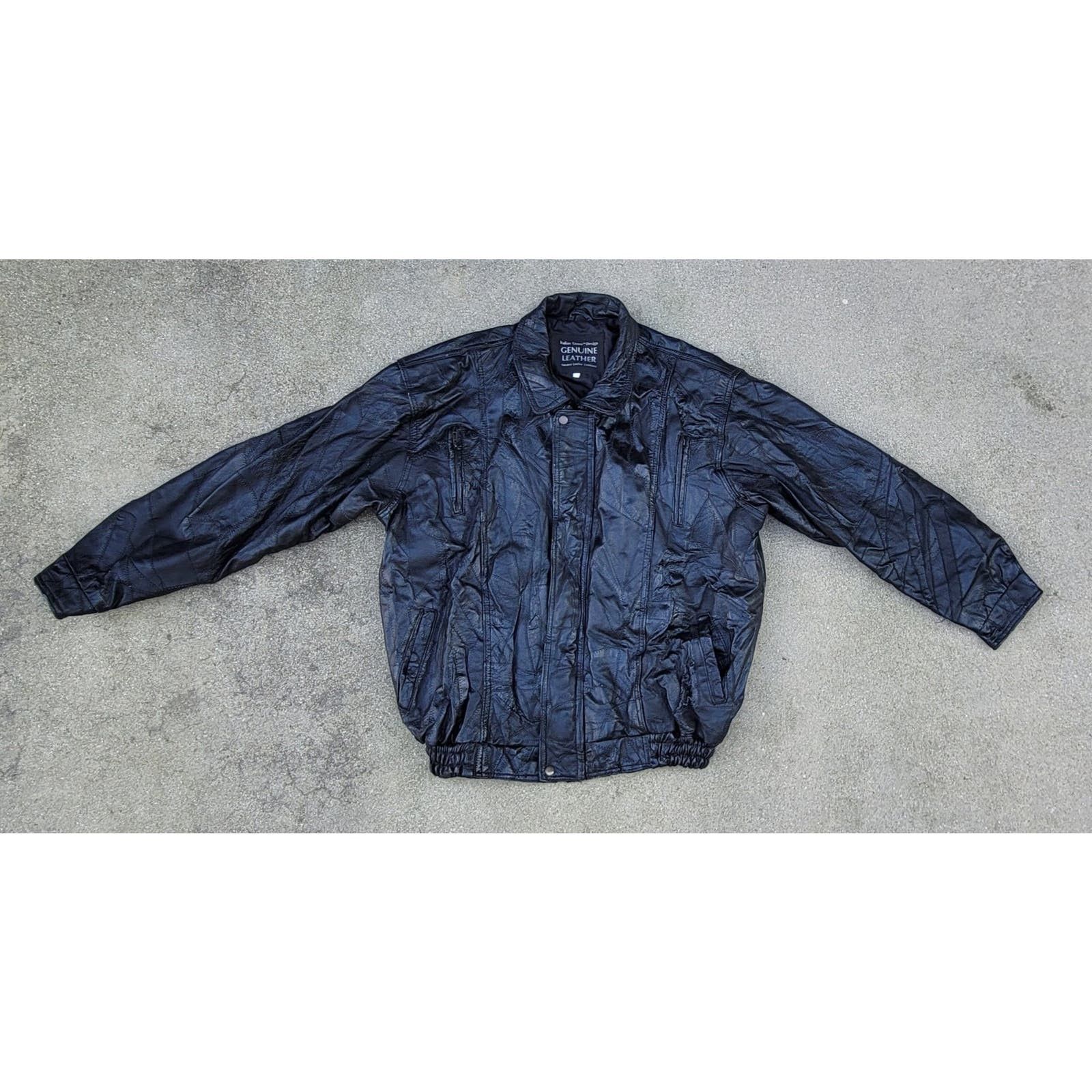 image of VTG Italian Stone Design Patchwork Leather Moto Jacket in Black, Men's (Size XL)
