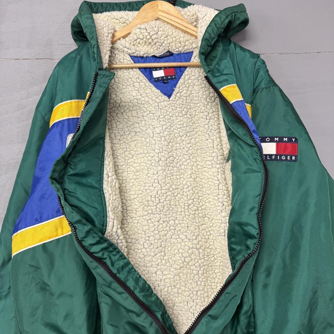 Tommy Hilfiger Tommy Hilfiger Green Y2K Sherpa Lined Zip Up Hood Jacket XL Size US XL / EU 56 / 4 - 5 Thumbnail
