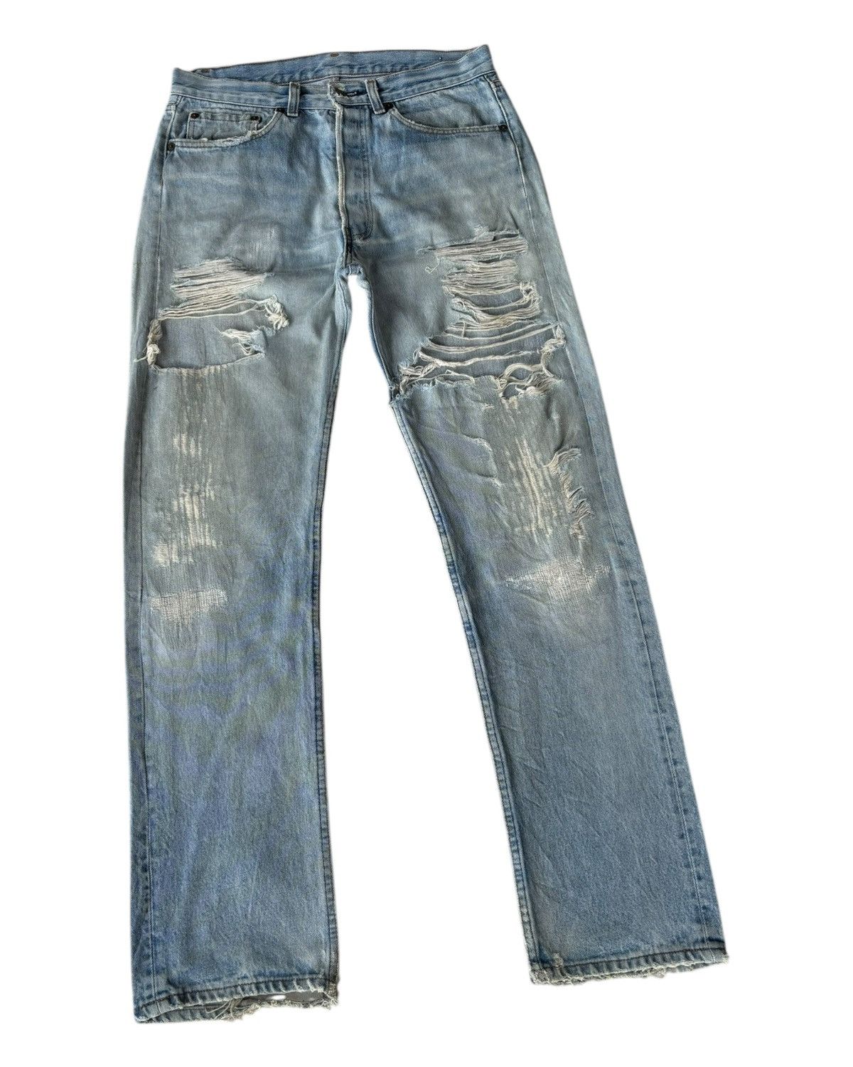 Levi's 🔥VINTAGE LEVIS 501 SUPER DISTRESSED DENIM THRASHED JEANS Size US 32 / EU 48 - 5 Thumbnail