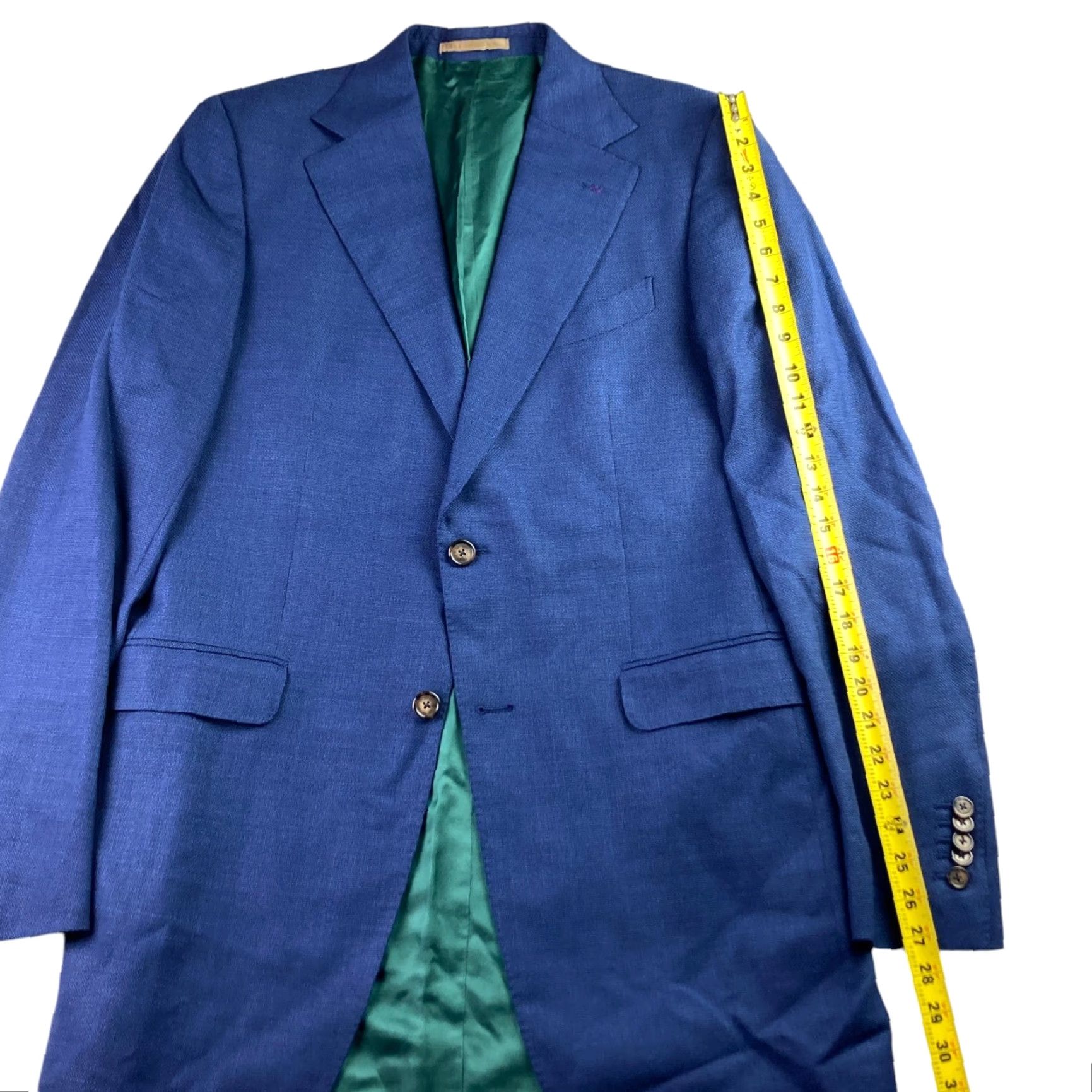 Vintage Beckett & Robb Men's Slim Fit 100% Wool Jacket Blazer Blue • 40 L Jacket Blazer Long Notch Two-Button Pattern Solid Wool Mens, 40 Long Size 40R - 7 Thumbnail