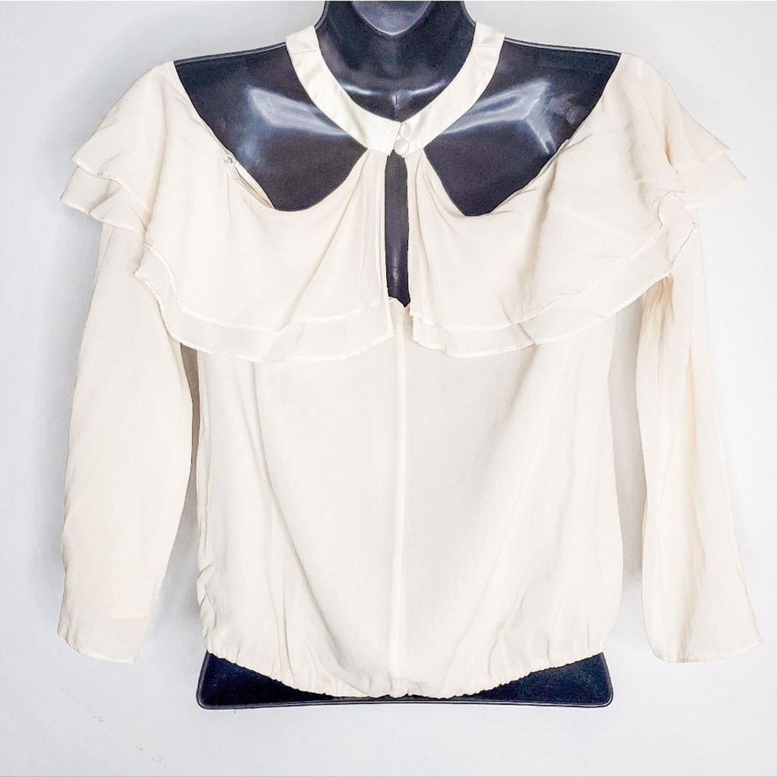 Alice + Olivia Alice + Olivia White Silk Layla Blouson Off Shoulder Top XS Size XS / US 0-2 / IT 36-38 - 4 Thumbnail
