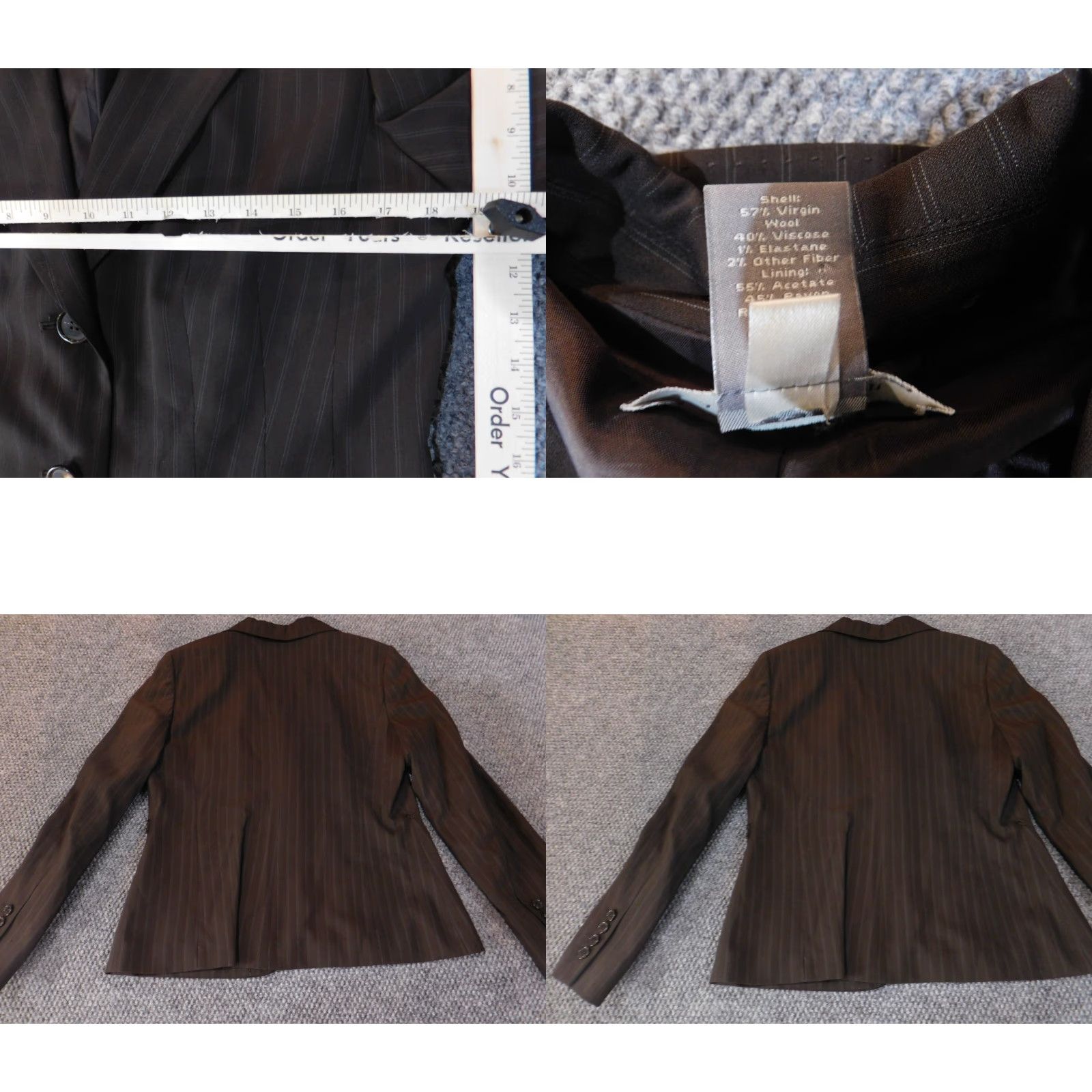 Ann Taylor Ann Taylor Blazer Jacket 10 Women Brown Wool Stripe Striped Knit Stretch Button Size L / US 10 / IT 46 - 8 Thumbnail