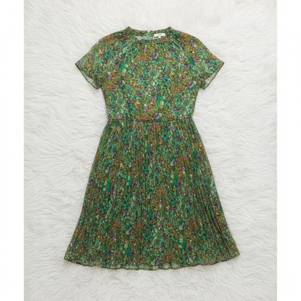 Vintage Dorian Japan Vintage Style Micro Pleated Floral Midi Dress Size L / US 10 / IT 46 - 2 Thumbnail