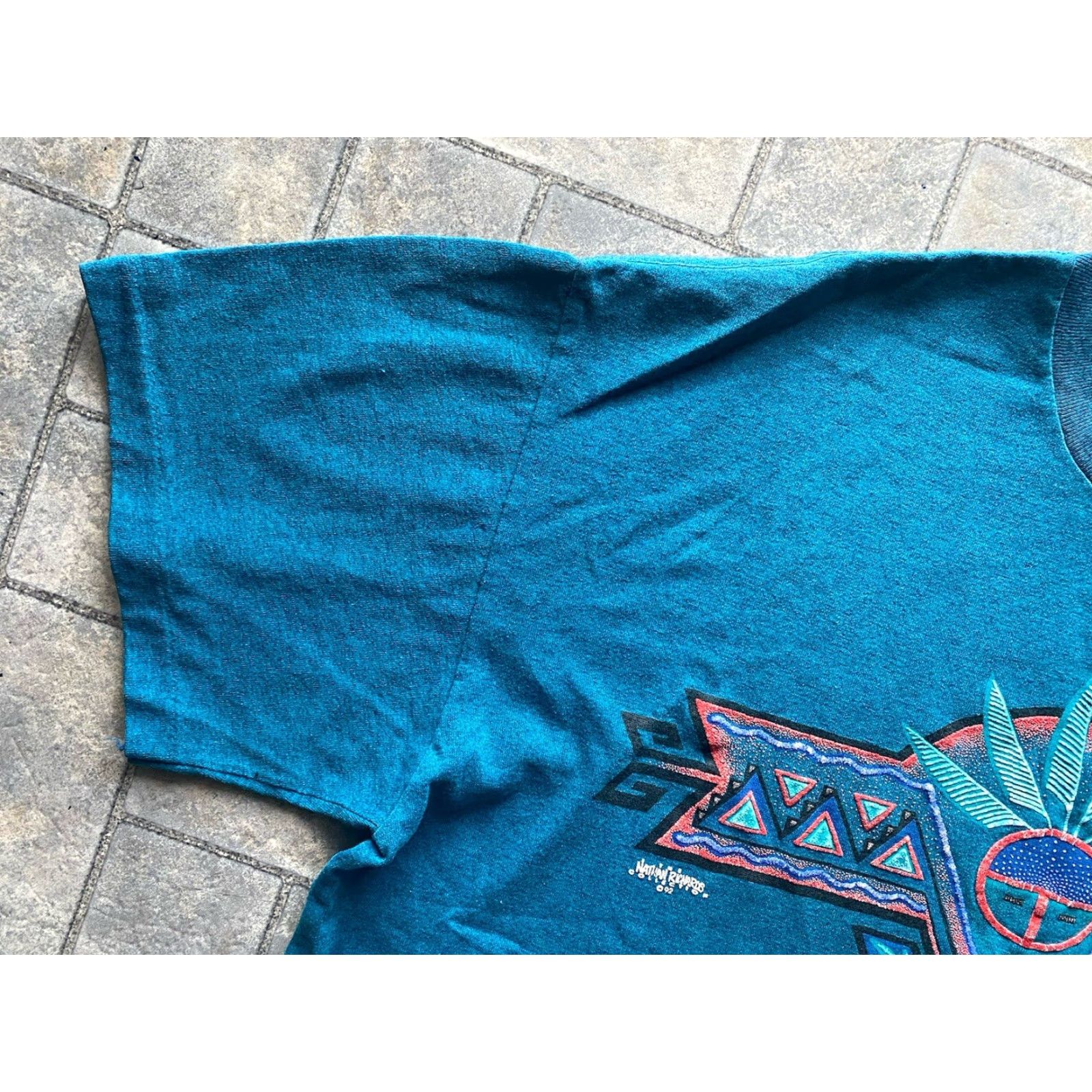 TEE JAYS VINTAGE Teejays HEF-T Single Stitch T Shirt Mens XL Blue 1990s Nathan Richards Tee-Jays Mens Shirt Blue XL Vintage Size US XL / EU 56 / 4 - 6 Thumbnail