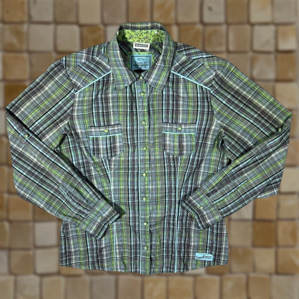 Vintage Take It As It Is Western Multi Check Cotton Long Sleeve Shirt Womens GB 14 M Multicoloured Check Shirt Womens) Size XL / US 12-14 / IT 48-50 - 1 Thumbnail