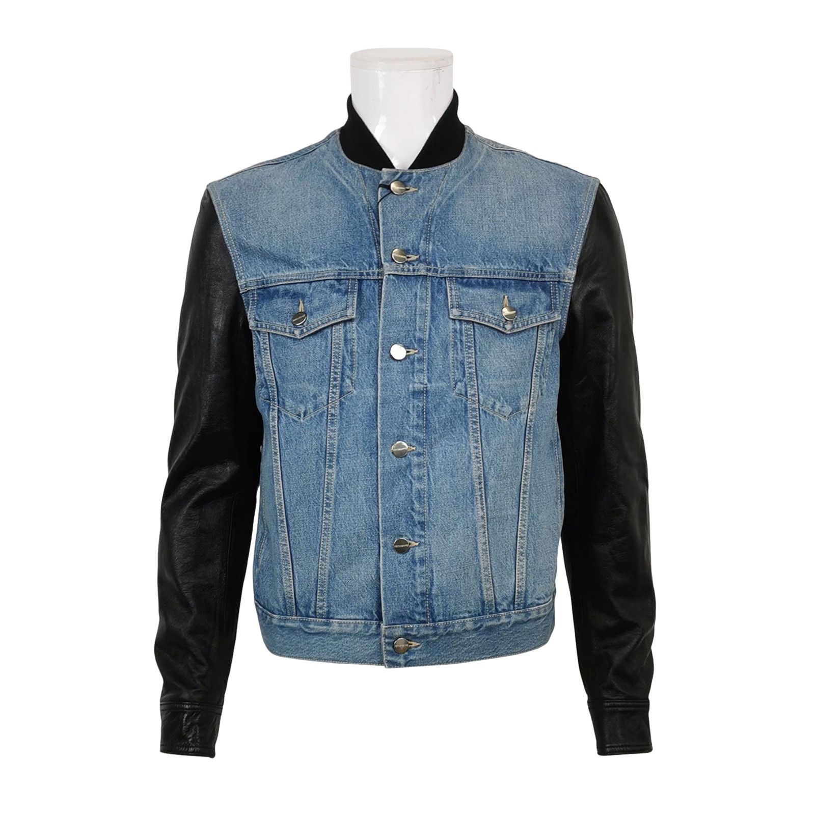 Salvatore Ferragamo Salvatore Ferragamo Leather Sleeve Denim Jacket 50 Size US M / EU 48-50 / 2 - 1 Thumbnail