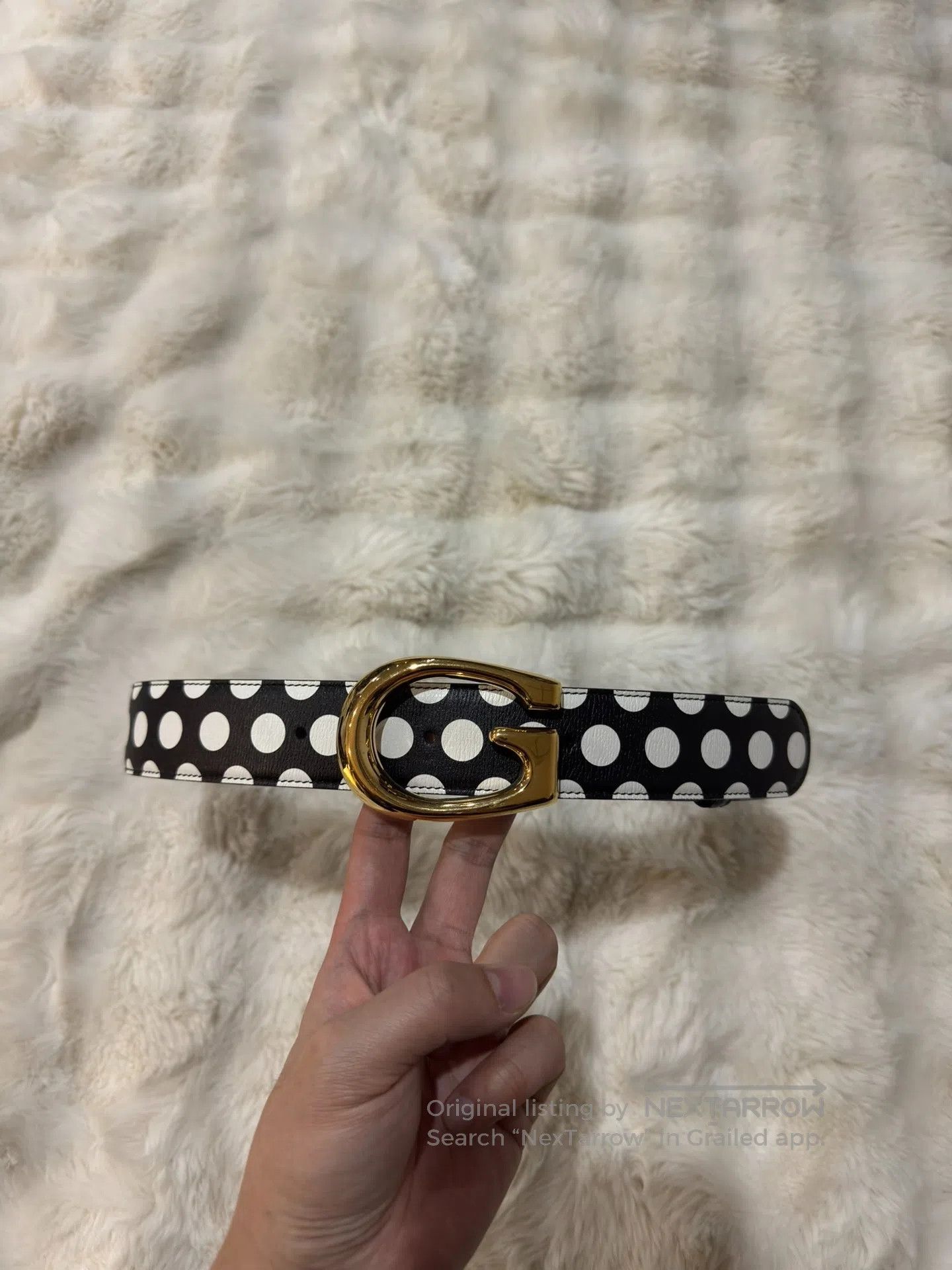 Gucci Guicci size 85 Polka Dot Gold Buckle Belt| Size ONE SIZE - 1 Thumbnail