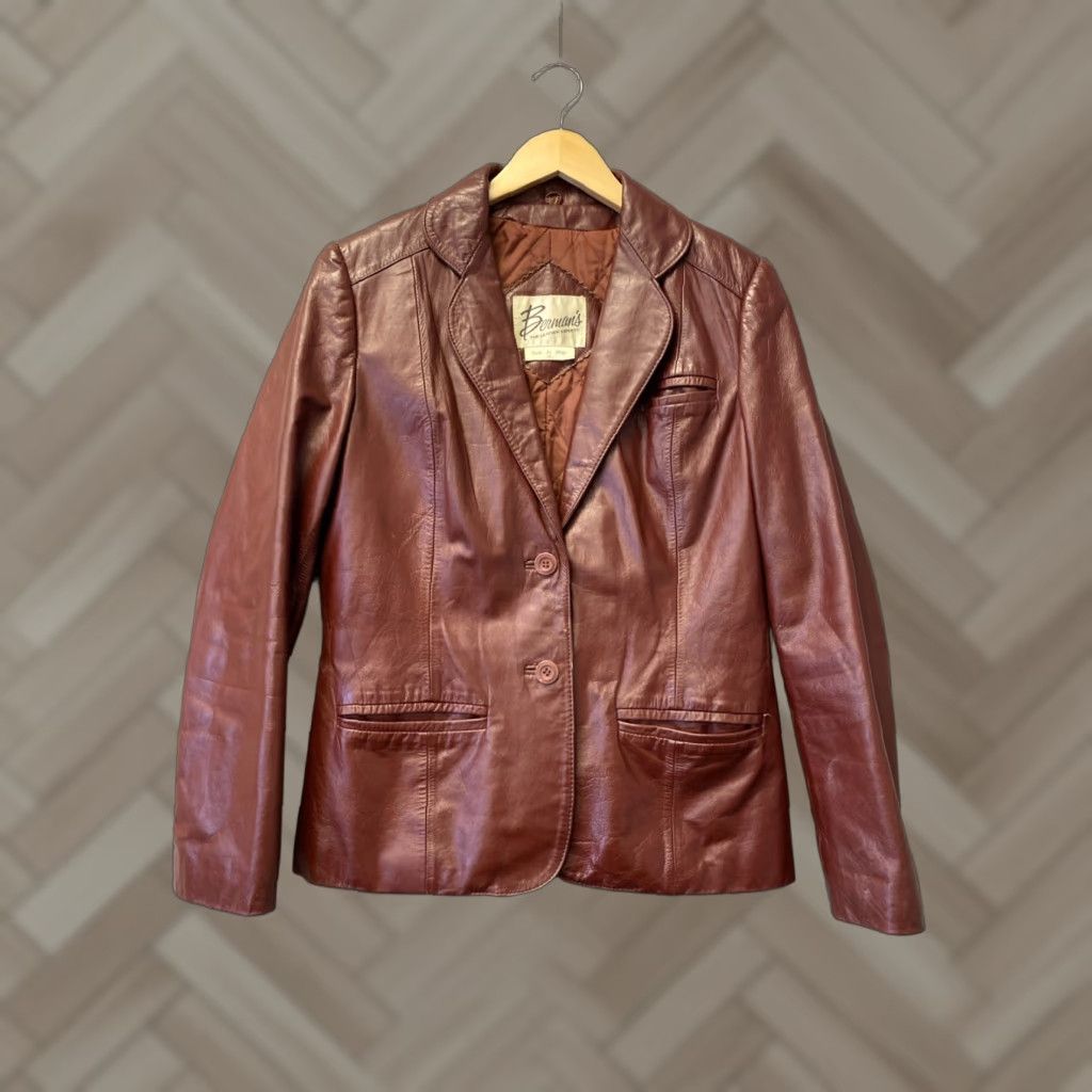 Vintage VINTAGE Berman’s Leather Jacket Women’s 14 Rust Brown / 0099 Jacket Women Rust Cognac 80s Casual Button Dry Clean Only Size XL / US 12-14 / IT 48-50 - 1 Thumbnail