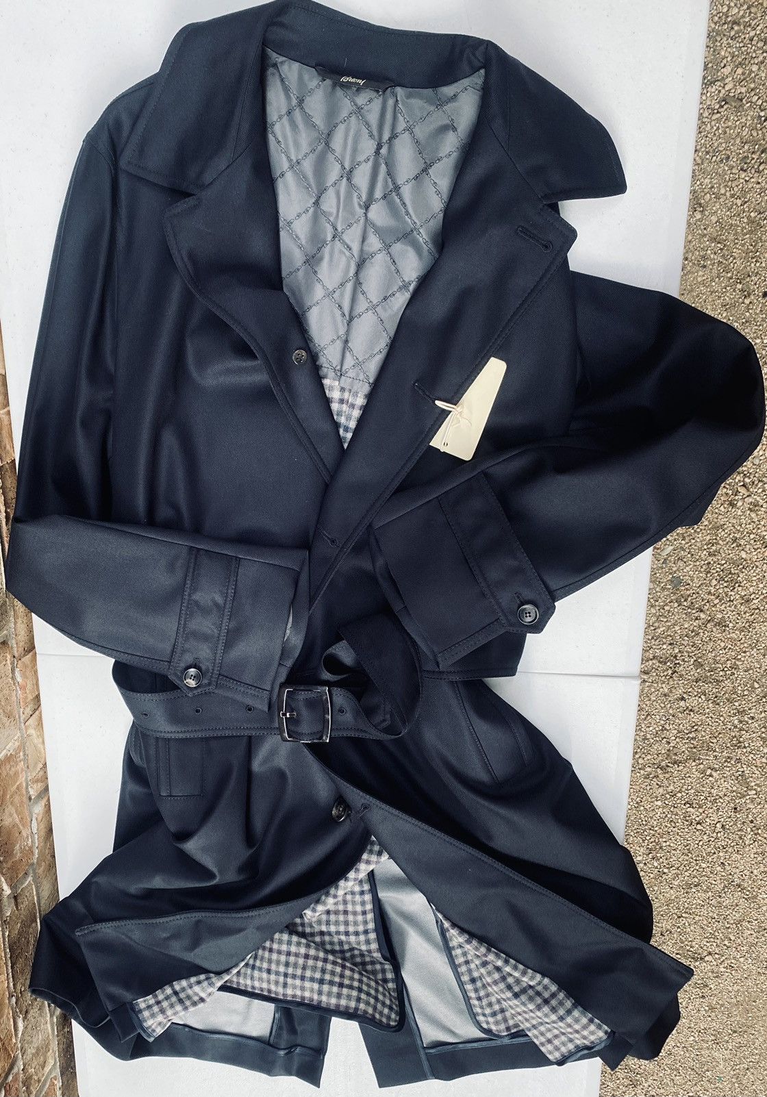 Brioni Brioni 🇮🇹 black storm system wool bond belted topcoat L NEW Size US L / EU 52-54 / 3 - 15 Thumbnail