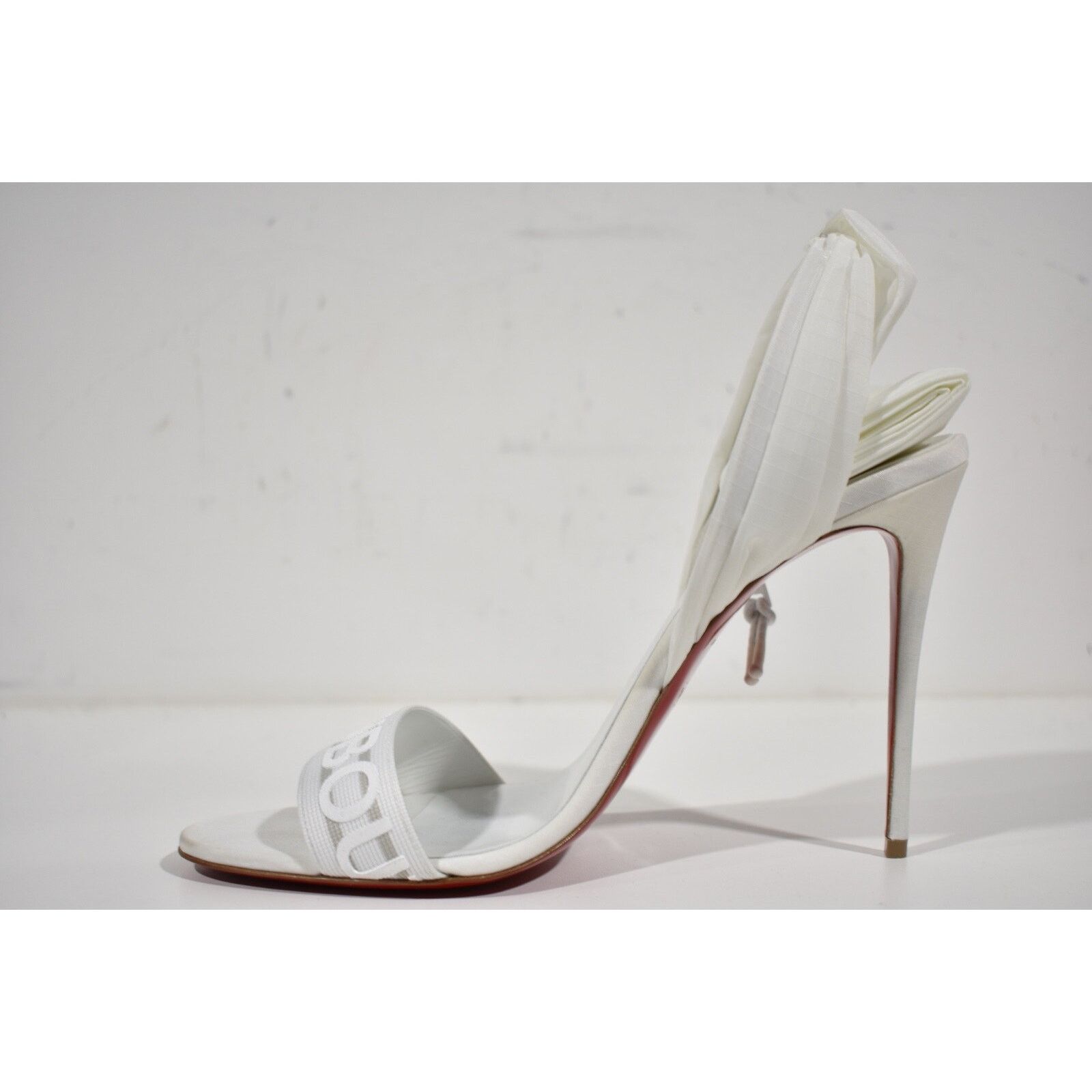 Christian Louboutin Wind Around 100 White Lace Up Tie Bridal Sandal Heel Pump 41 Size US 11 / IT 41 - 7 Thumbnail