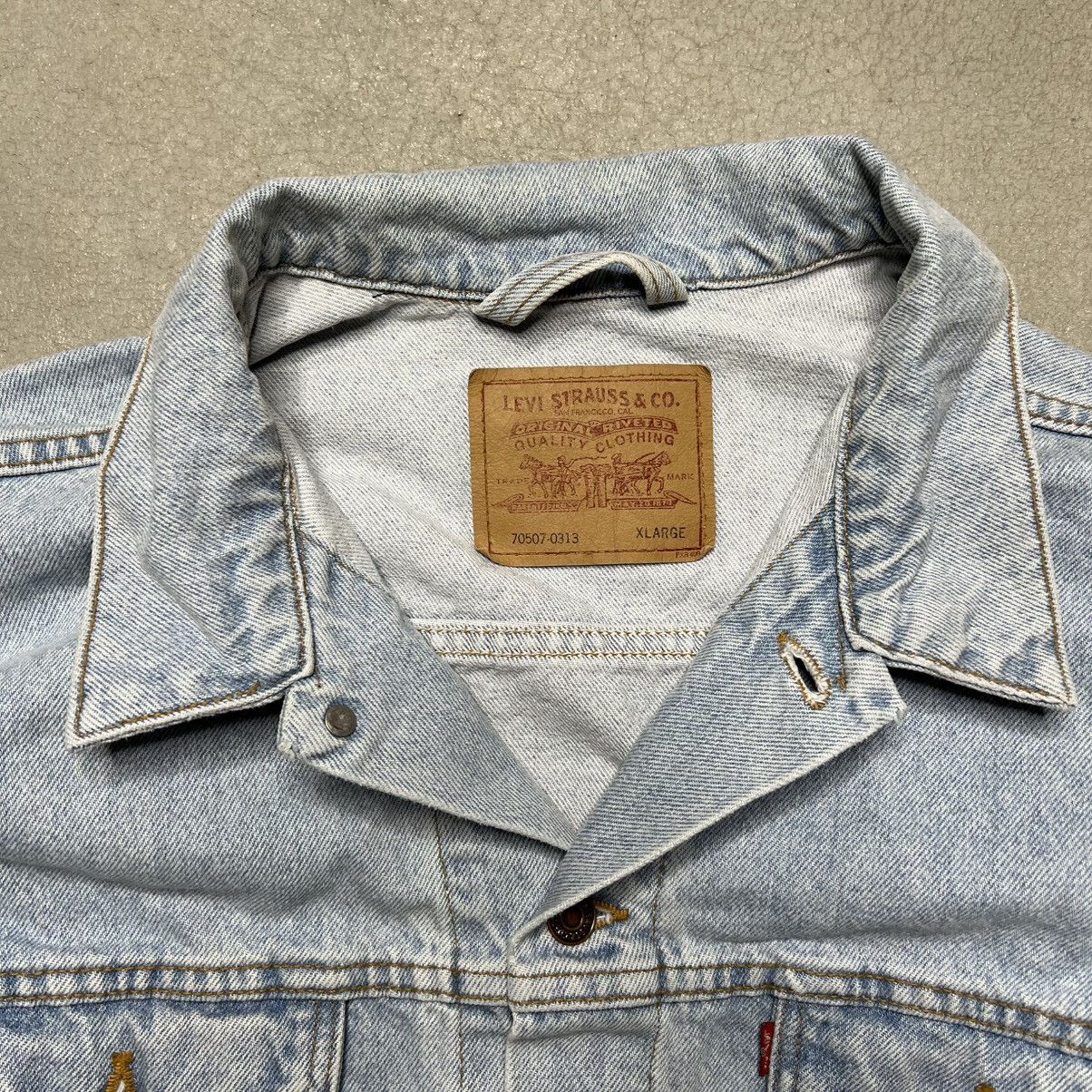 Levi's 90s Vintage Light Wash Levi’s Denim Biker Jacket Size US XL / EU 56 / 4 - 3 Thumbnail