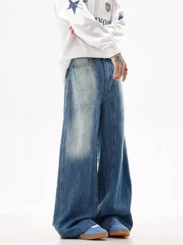 Japanese Brand Retro loose wide leg patchwork jeans Size US 32 / EU 48 - 1 Thumbnail