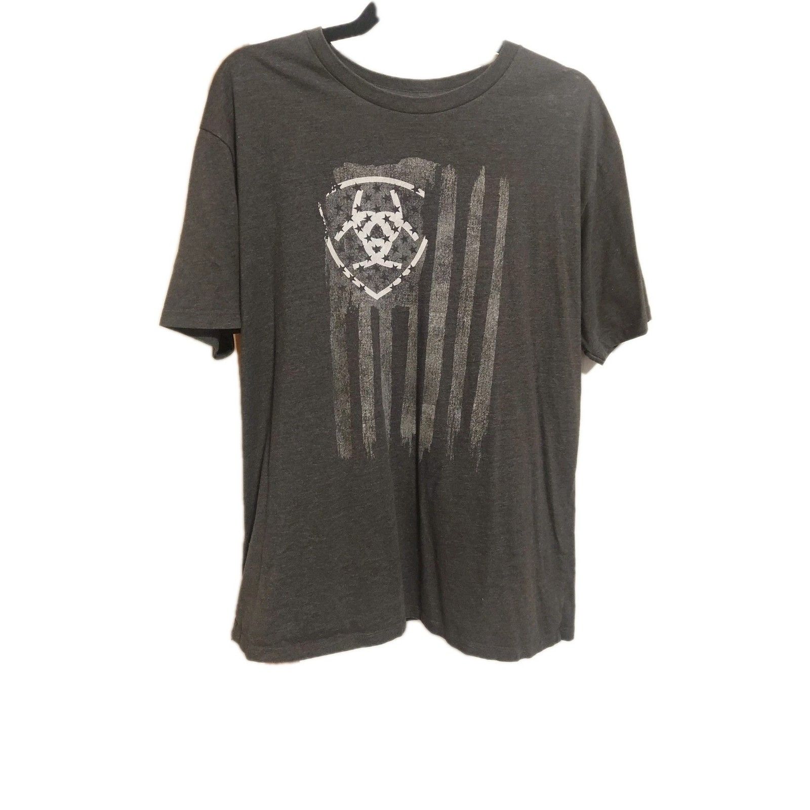 Ariat Ariat T Shirt Mens XL Charcoal Vertical Flag Short Sleeve G Size US XL / EU 56 / 4 - 1 Thumbnail