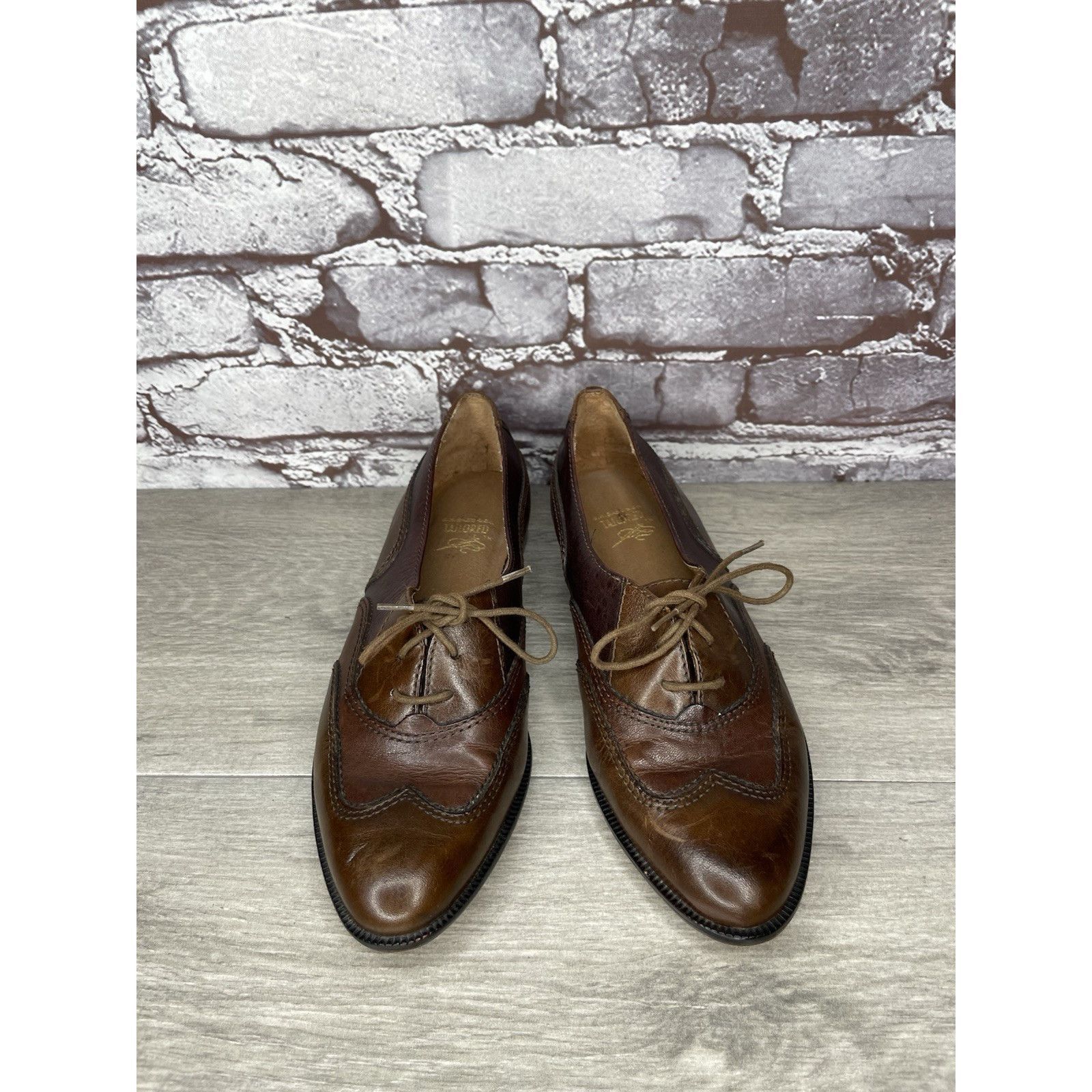 Bass G.H. Bass Tailored Brown Leather Wingtip Lace Oxfords Shoes Size US 7.5 / IT 37.5 - 18 Thumbnail