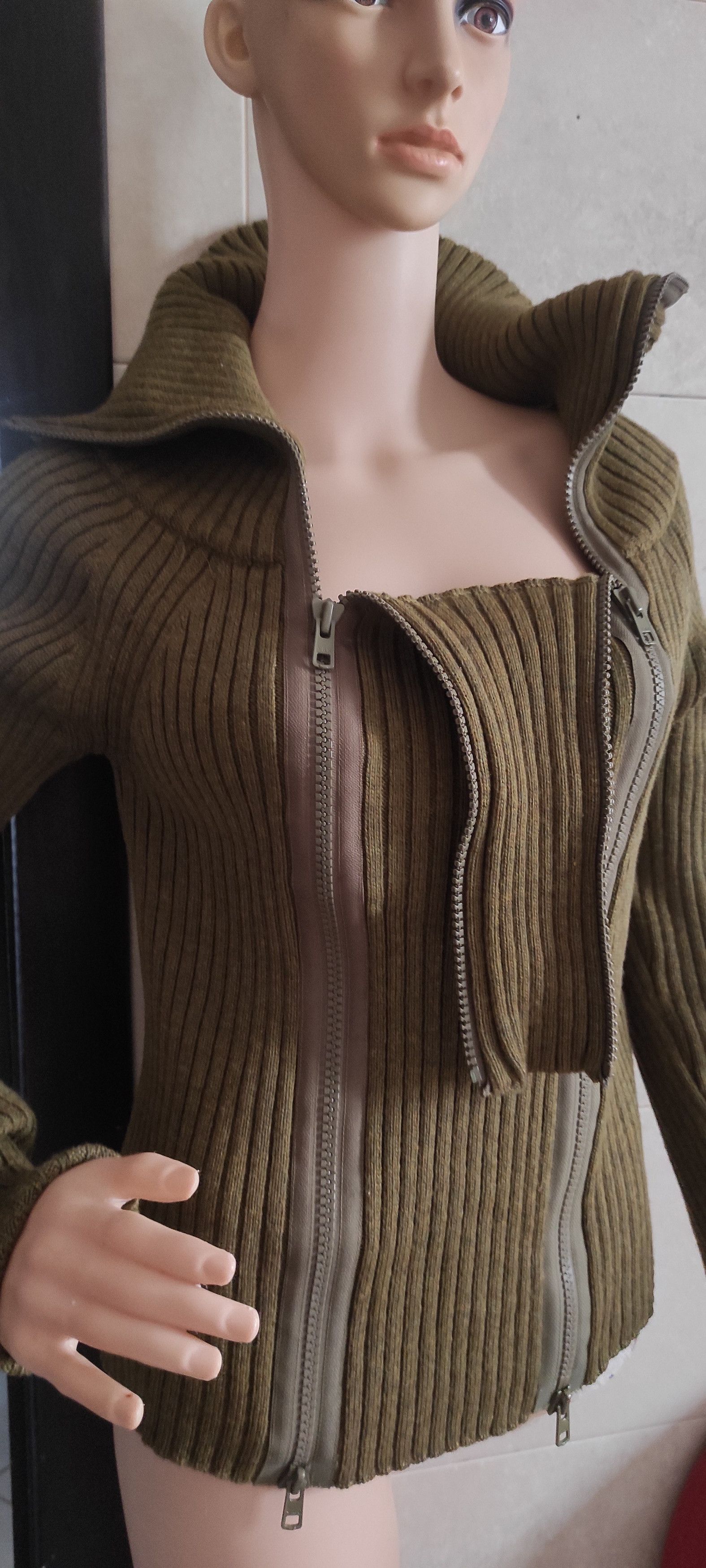 Other KYUSO Joke & Egidio Virgin Wool Sweater Bouble Zipper Green Size M / US 6-8 / IT 42-44 - 10 Thumbnail