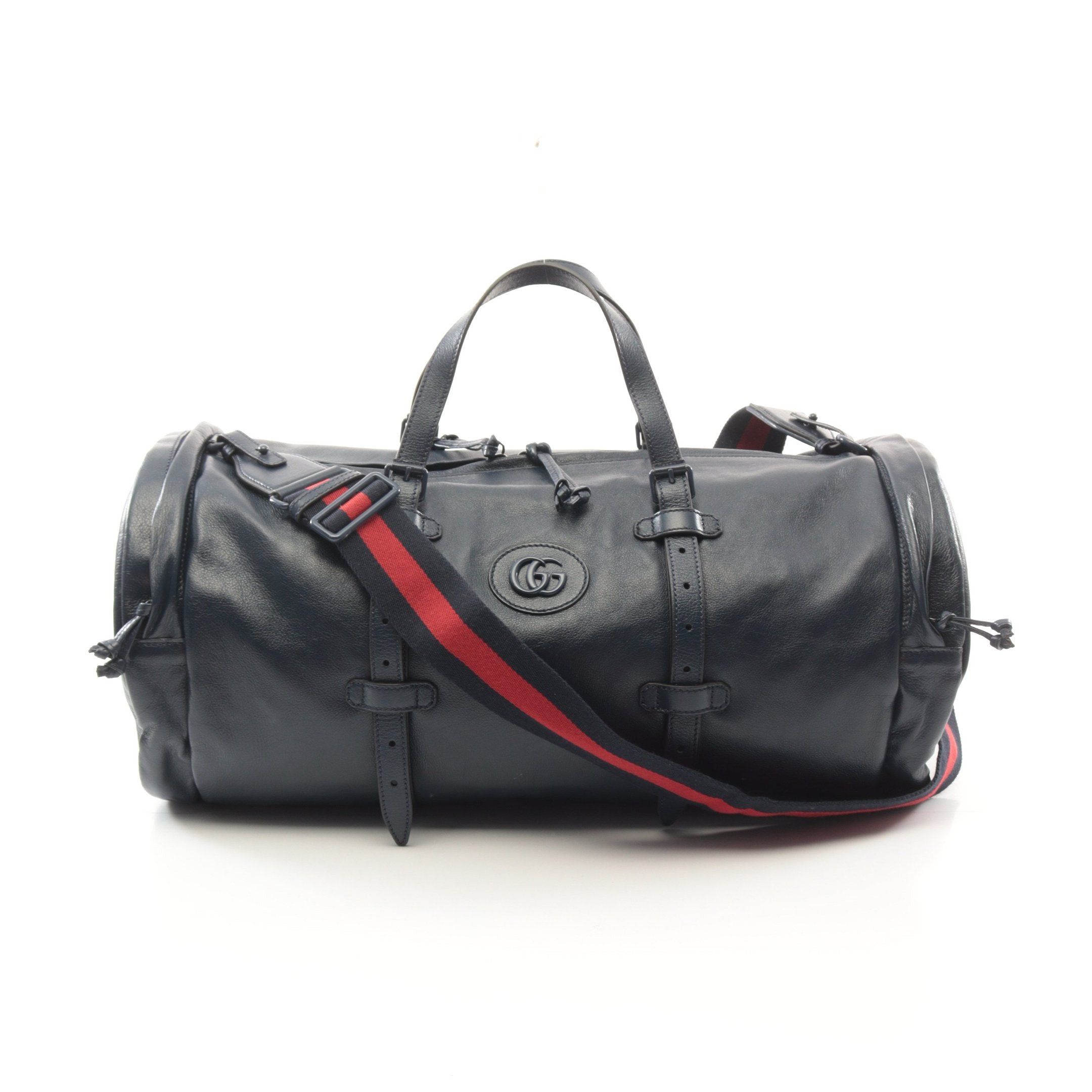 Gucci Gucci Double G Boston Bag Leather Navy Size ONE SIZE - 1 Thumbnail