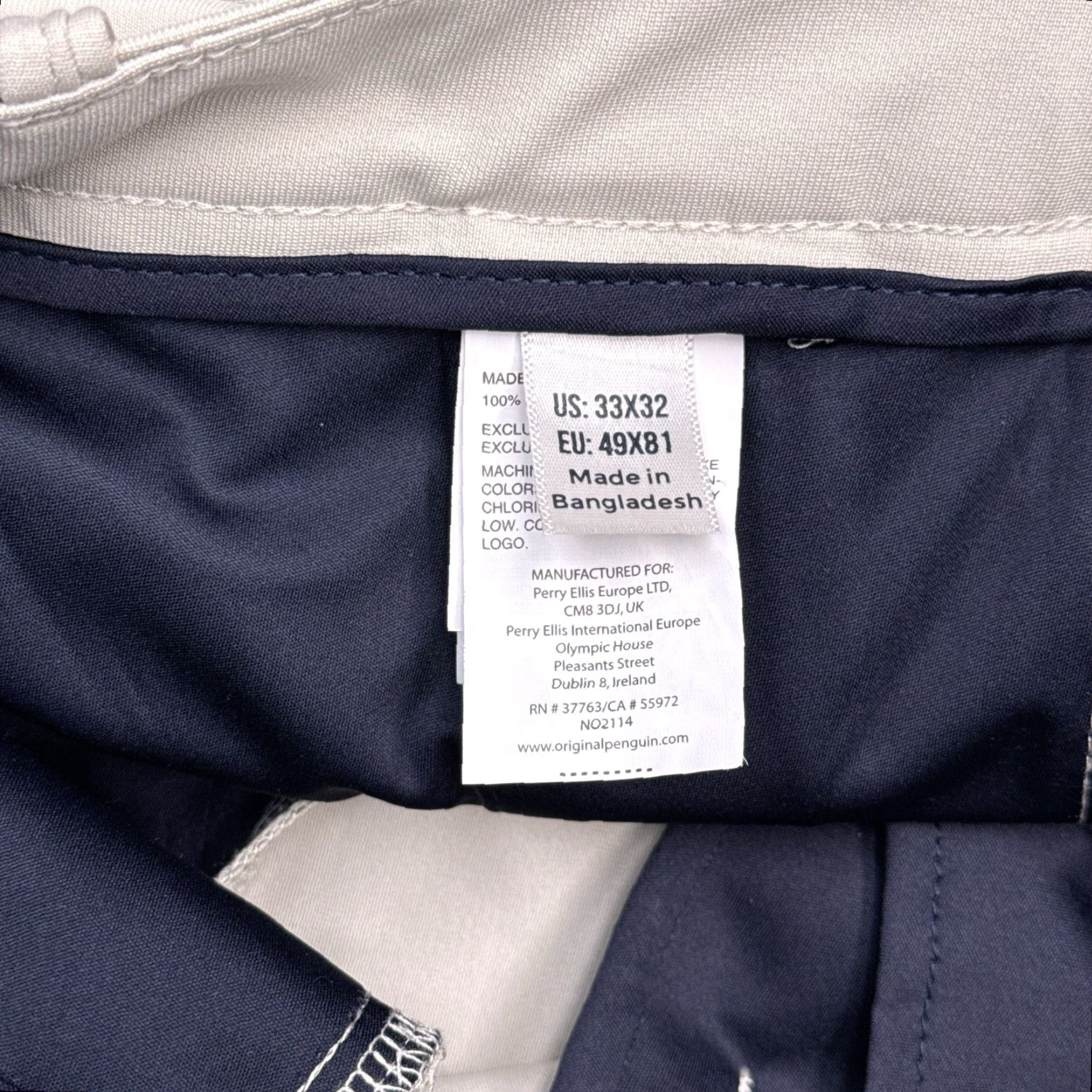 Vintage Penguin Mens Slim Pants 33x32 Beige Mid Rise Stretch Chino Straight Pocket Button Zip Business Casual Workwear New Size US 33 - 7 Thumbnail