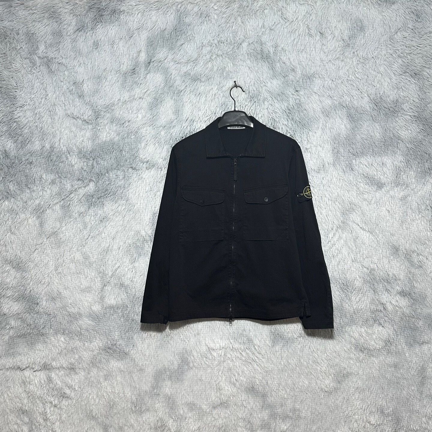 stone island double pocket work jacket black
