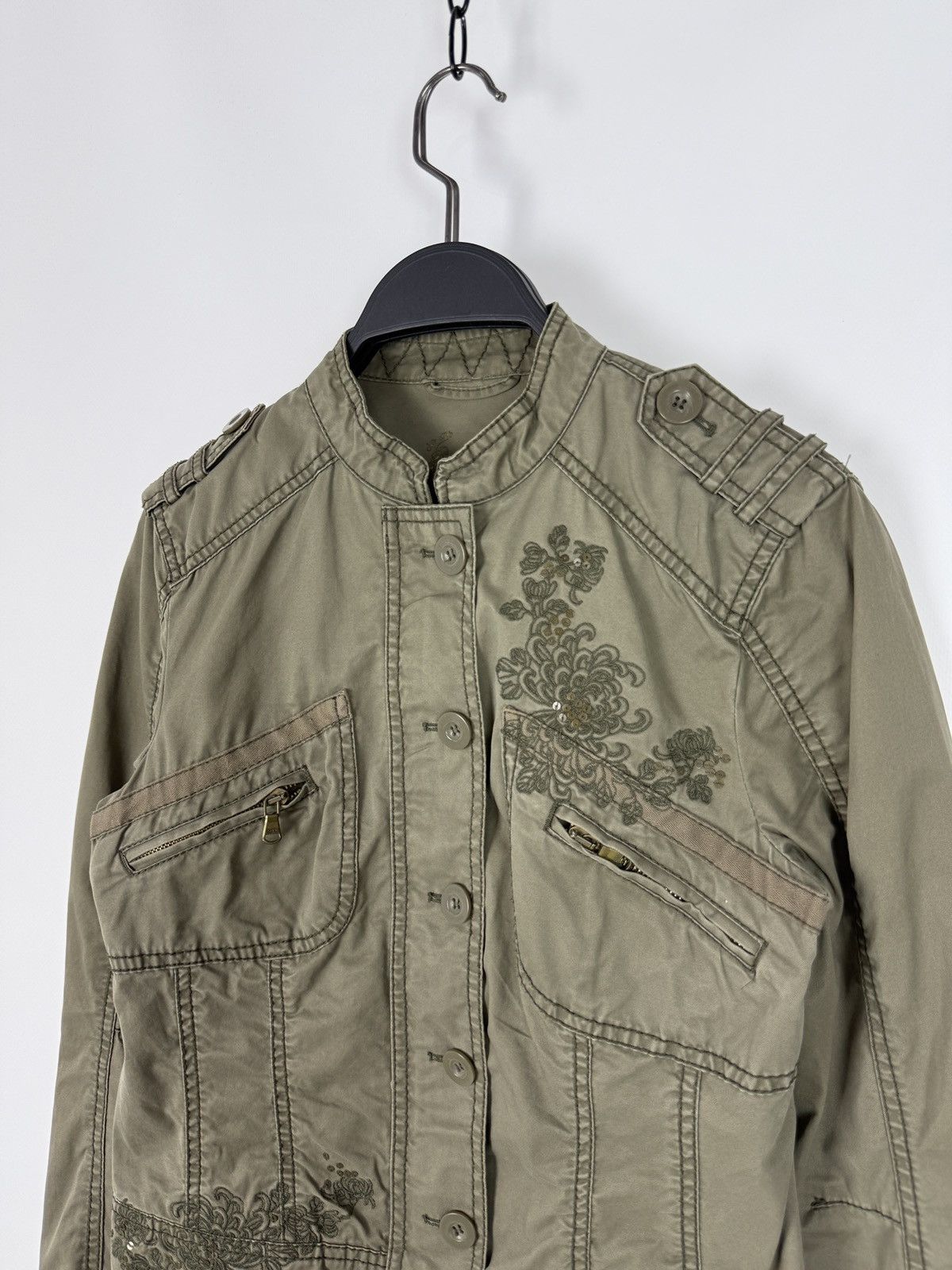Esprit Y2K Vintage Esprit Fitted Olive Green Military Jacket S Size S / US 4 / IT 40 - 4 Thumbnail