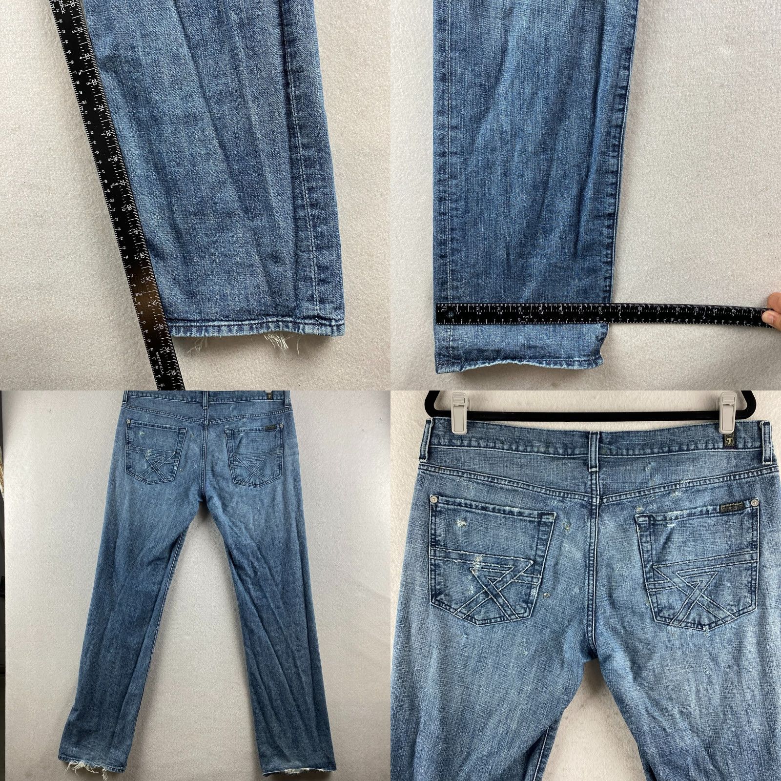 7 For All Mankind 7 For All Mankind Jeans Mens 36 Blue Straight Distressed Denim Size US 36 / EU 52 - 9 Thumbnail