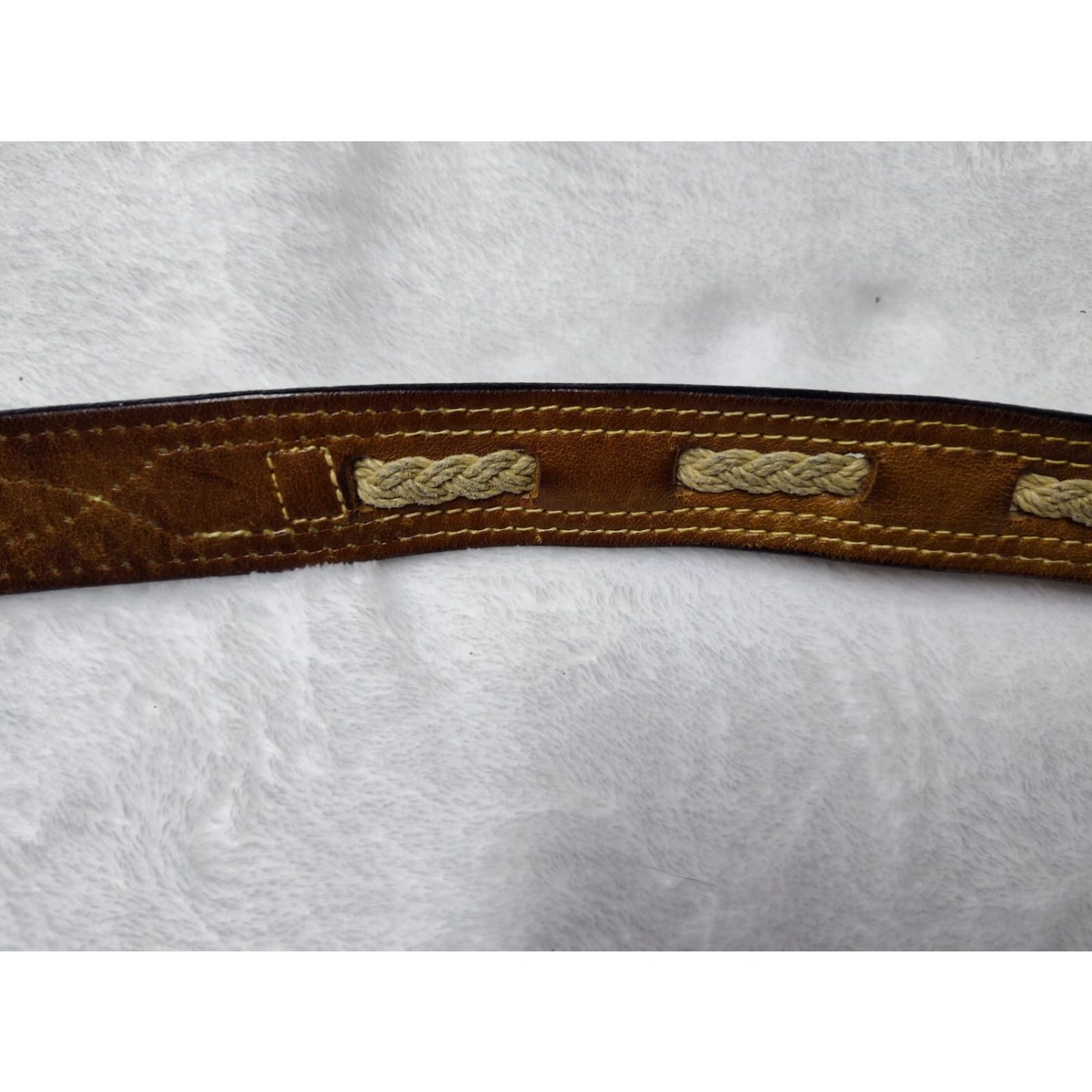 Vintage VINTAGE Leather Belt 1960s Unisex Brown Braided Weave Waist Size 30-33 Hippy Style Size ONE SIZE - 6 Thumbnail