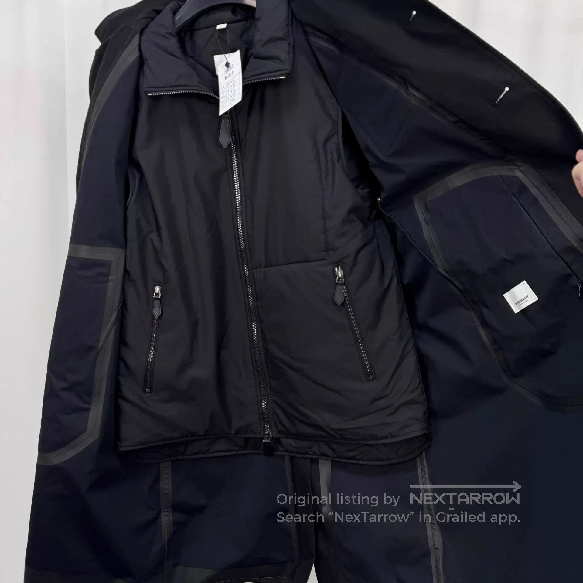 Burberry Black Long Button-Up Coat with Patch Detail. Size US M / EU 48-50 / 2 - 5 Thumbnail
