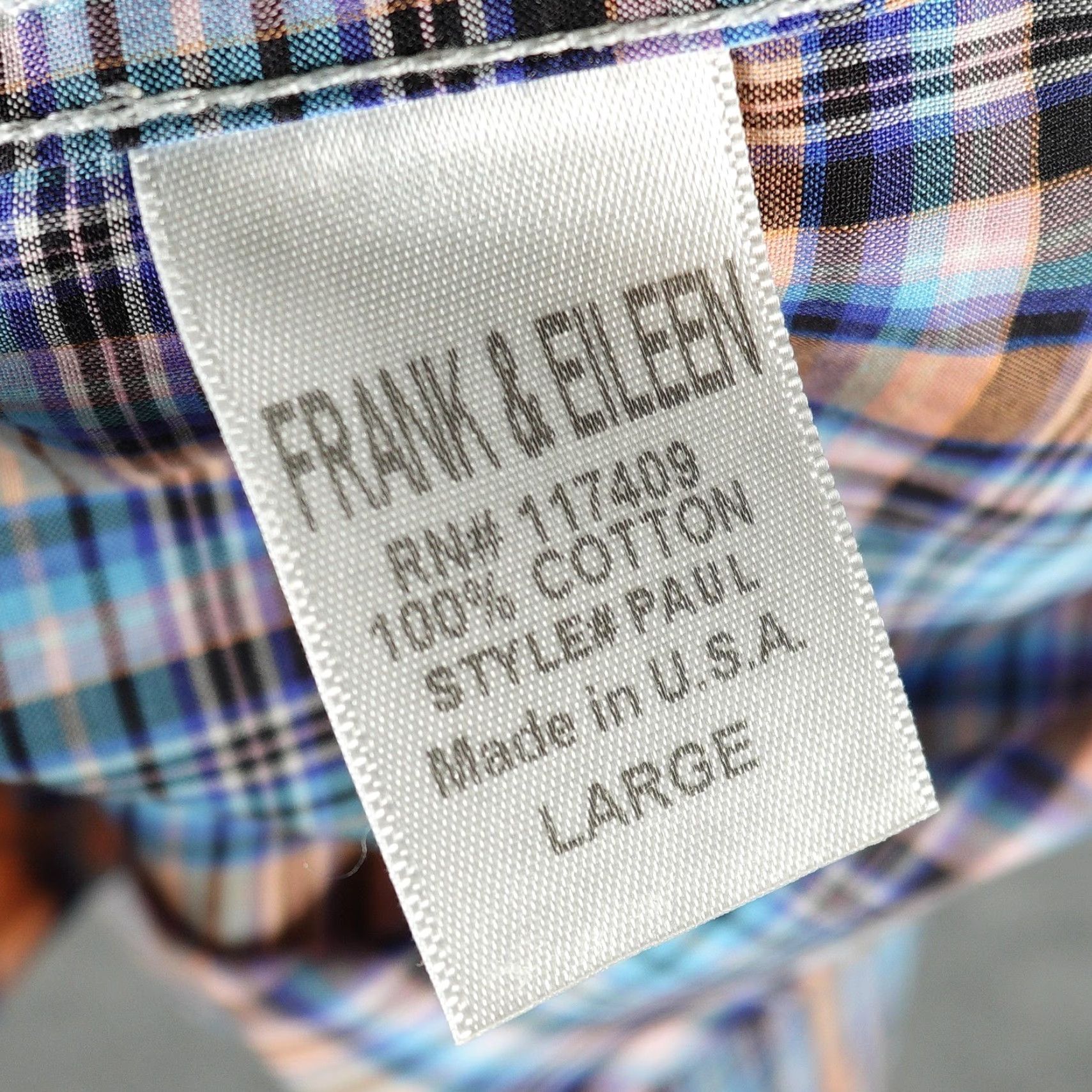 Frank & Eileen Frank & Eileen Shirt Mens Large Orange Blue Plaid Button-Down Paul Made in USA Size US L / EU 52-54 / 3 - 5 Thumbnail