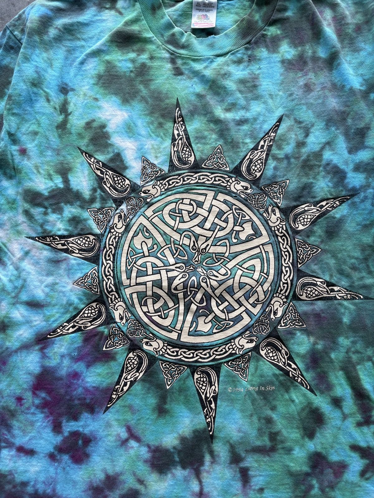 Vintage Vintage 90s Living in Skin Tie Dye Celtic Graphic Tee Size US XL / EU 56 / 4 - 2 Thumbnail