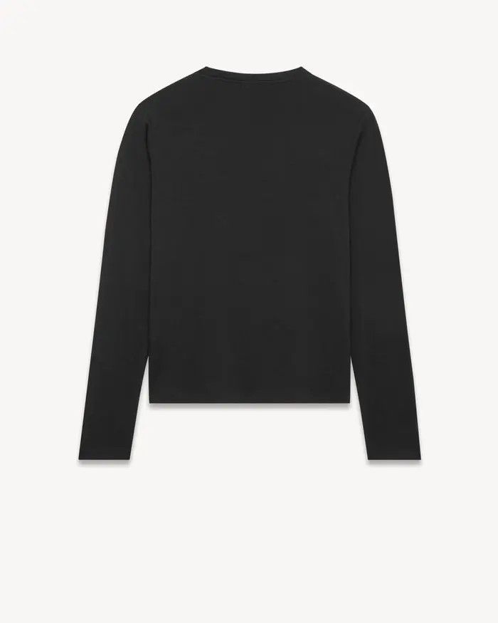 Saint Laurent Paris oc11z1225 710035 Top Cassandre in Wool Jersey in Black Size US XXL / EU 58 / 5 - 2 Thumbnail