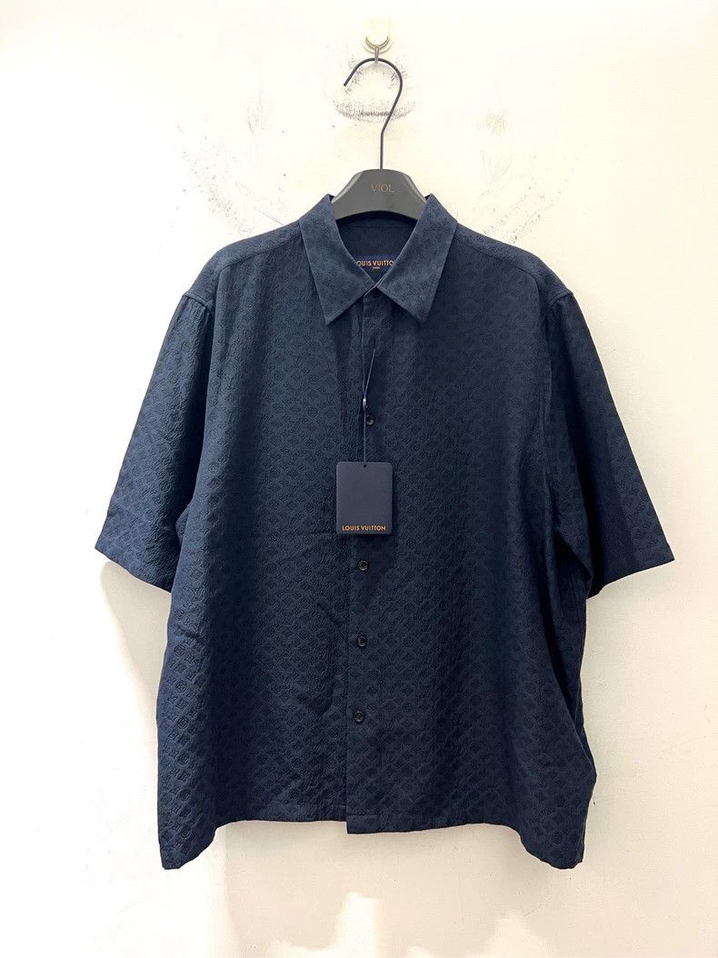 Louis Vuitton Louis Vuitton Navy Monogram Short Sleeve Shirt Size US L / EU 52-54 / 3 - 1 Thumbnail