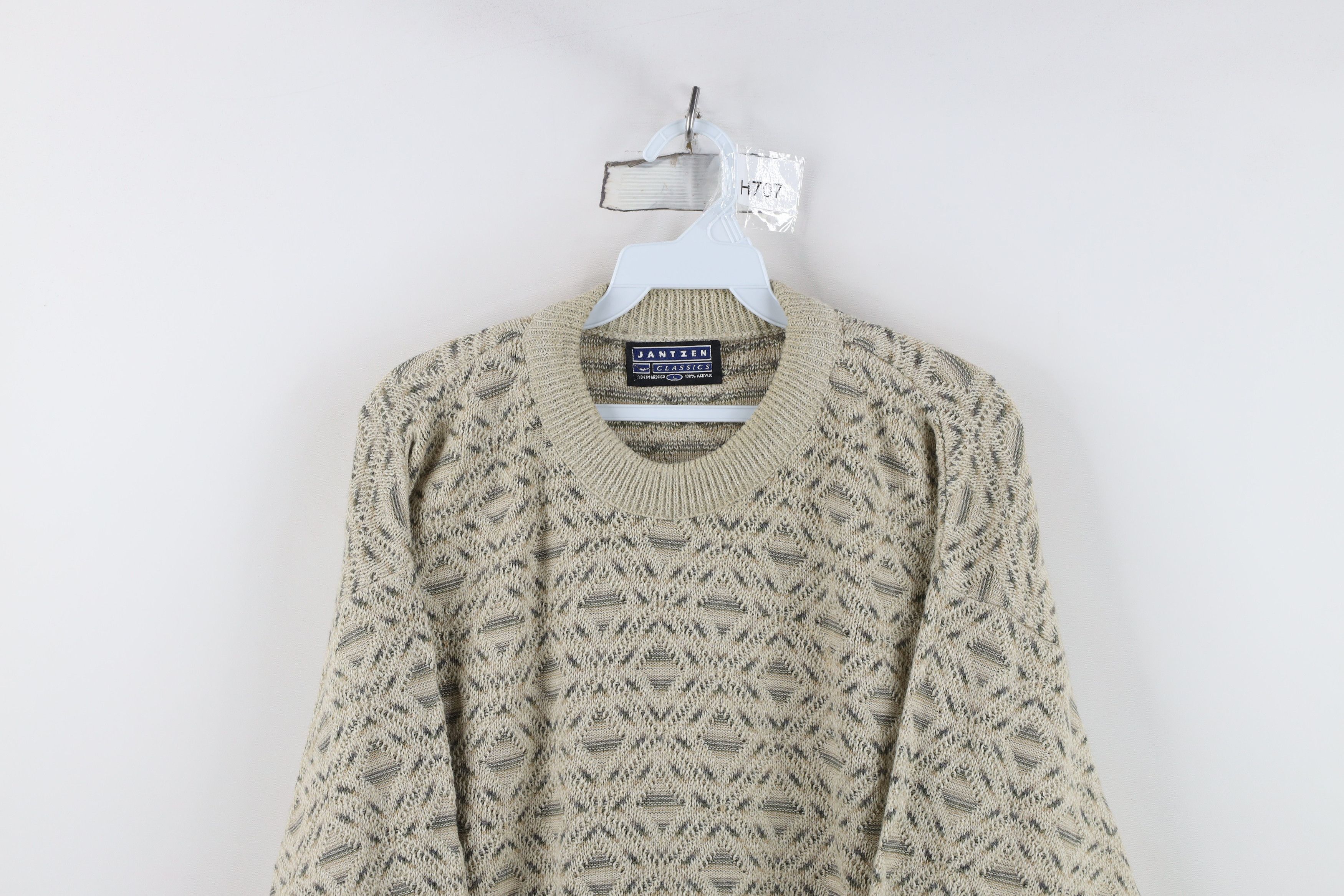 Vintage Vintage 90s Streetwear Diamond Knit Crewneck Sweater Size US L / EU 52-54 / 3 - 2 Thumbnail
