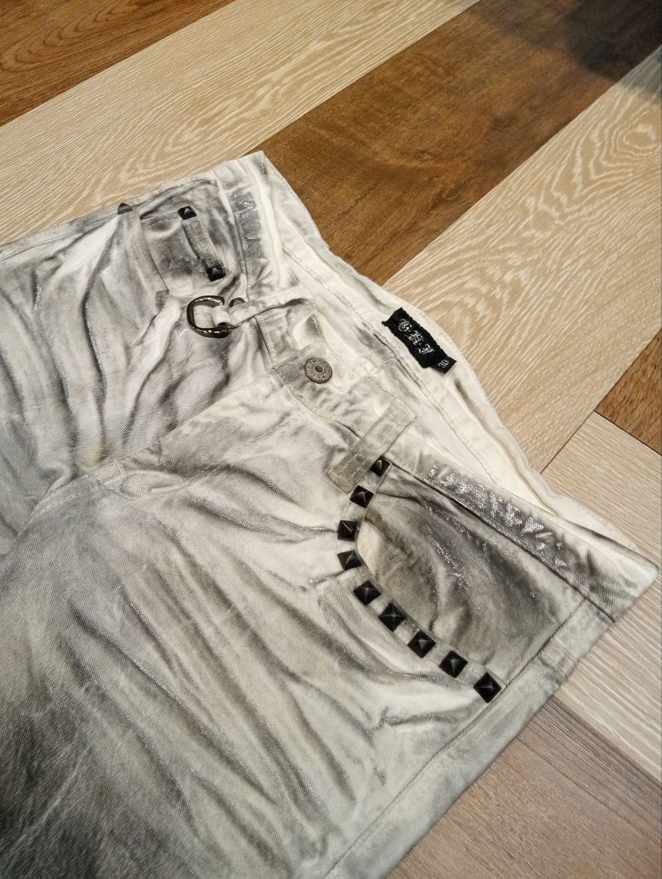 If Six Was Nine K.U.I ASH PUNK CREASE CLOUDY COAT STUDDED STRETCH DENIM Size US 30 / EU 46 - 5 Thumbnail