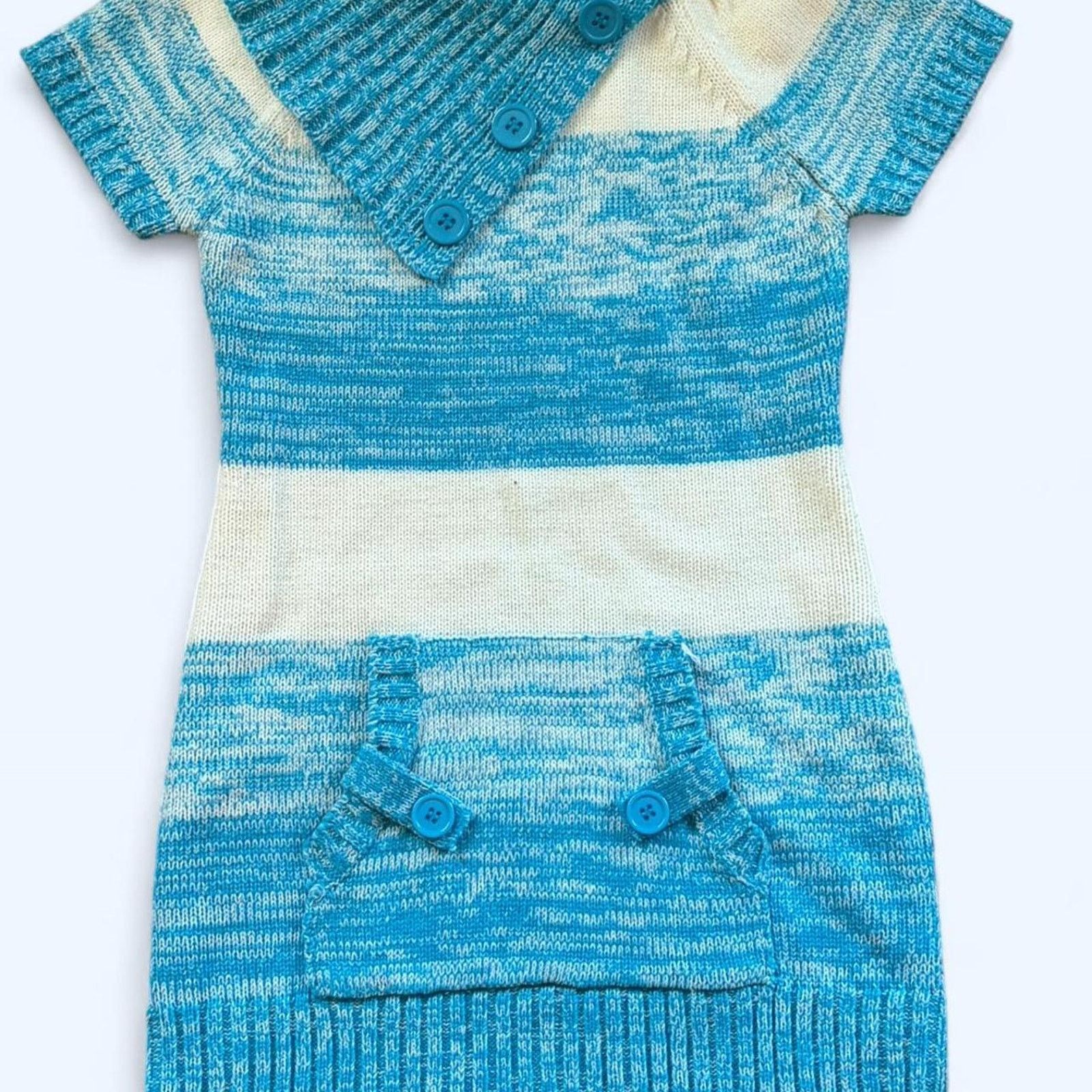 Other Blue & White Vintage Dollhouse Knit Mini Dress Size S / US 4 / IT 40 - 1 Thumbnail