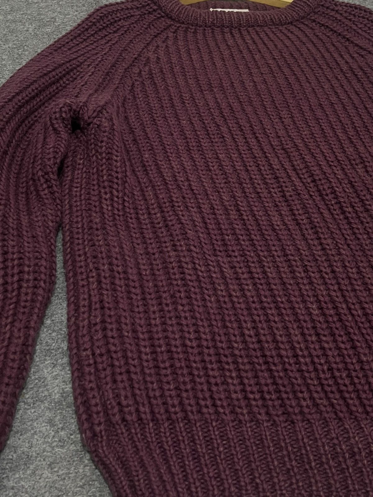 Paul Harnden Shoemakers Antique Chunky Knit Lambswool Sweater Burgundy Size US XL / EU 56 / 4 - 14 Thumbnail