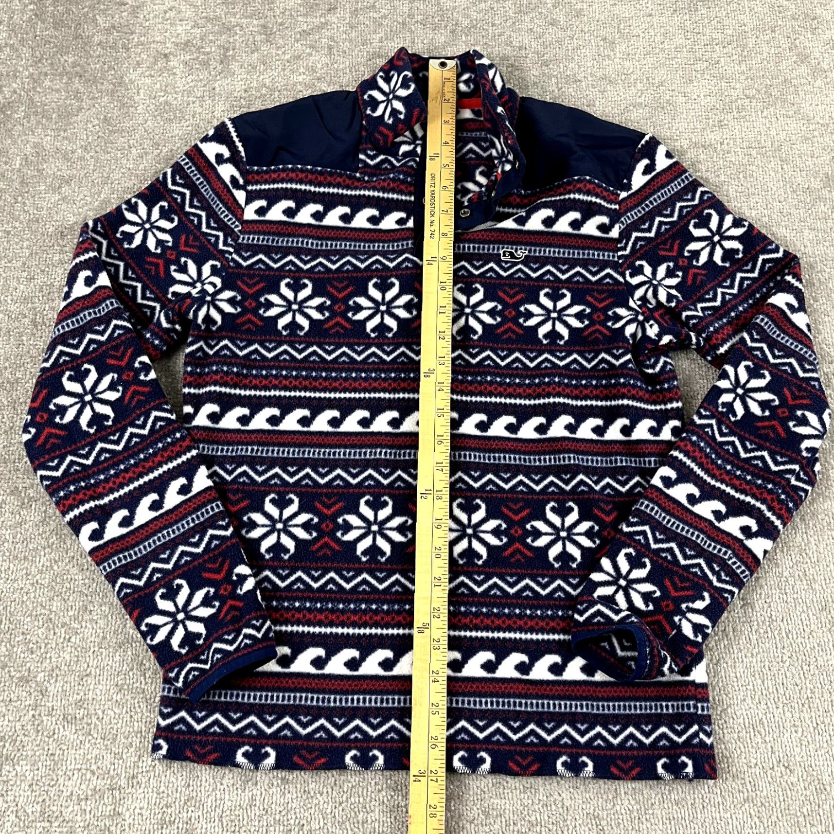 Vineyard Vines VINEYARD VINES Sweater Women XS Blue White Fleece Fair Isle Nordic Snap Pullover Size XS / US 0-2 / IT 36-38 - 5 Thumbnail