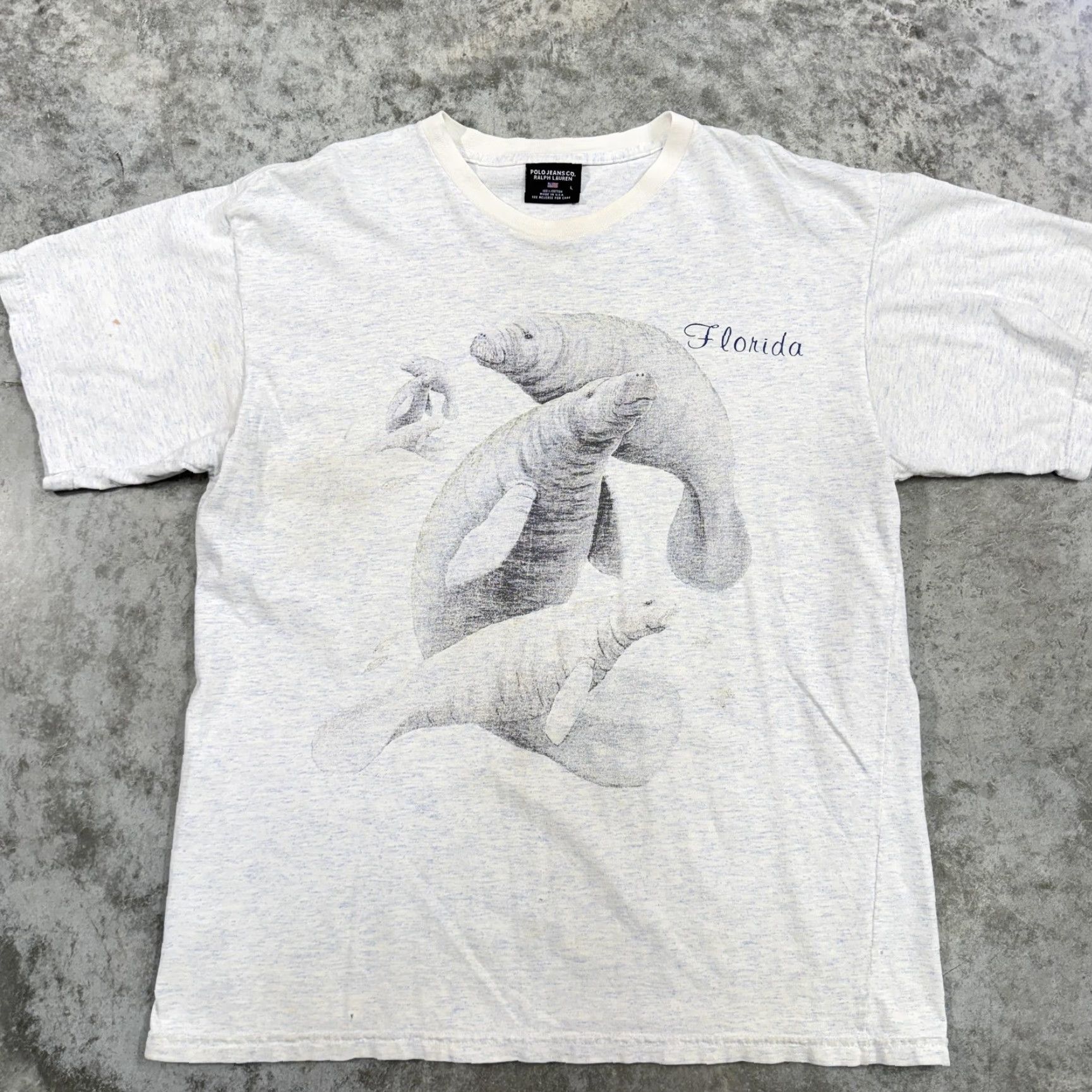Vintage VINTAGE Nature Florida Manatee Shirt Mens L White All Over Print 90s Wildlife Animal Graphic Print Crew Neck Short Sleeve Cotton Regular Vintage: Yes Size US L / EU 52-54 / 3 - 2 Thumbnail