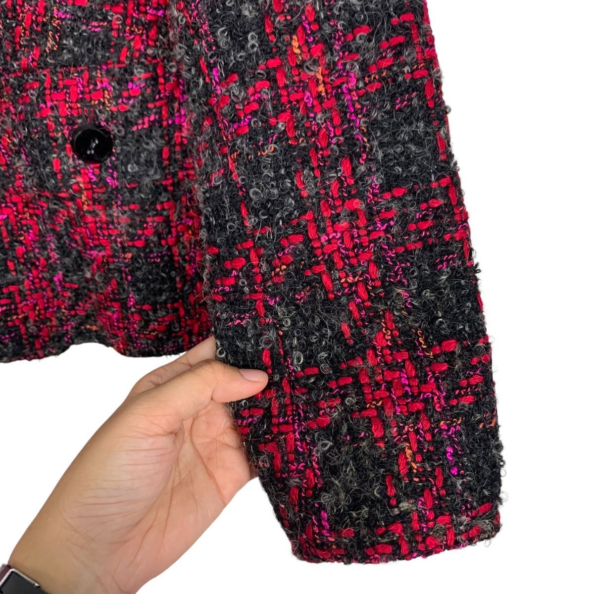 Other DANA BUCHMAN Red Black Checked Tweed Jacket #2737-C123 Size M / US 6-8 / IT 42-44 - 8 Thumbnail