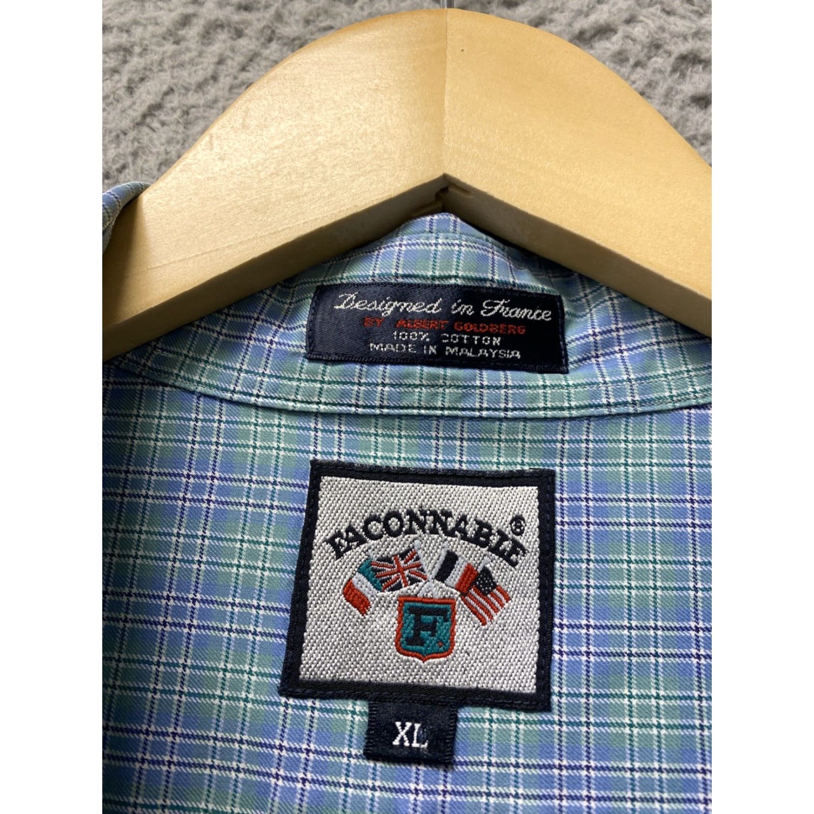 Faconnable VINTAGE Faconnable Shirt Aqua Plaid Long Sleeve XL Men's Cotton Button-Down Collared 52in Chest Early 2000s Utility Casual Wear Size US XL / EU 56 / 4 - 4 Thumbnail