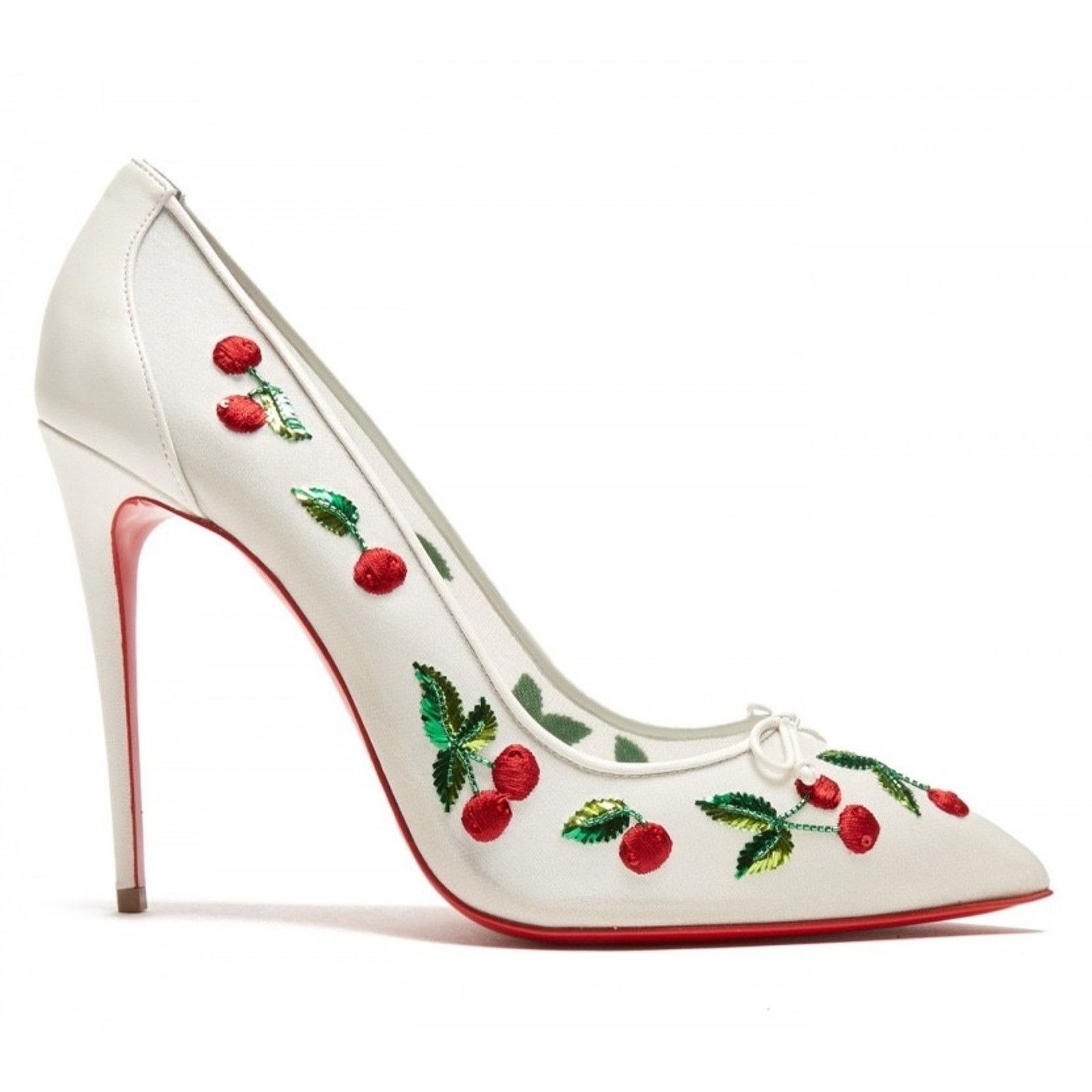 Christian Louboutin Christian Louboutin Cherrypump Latte White Organza Red 39.5 Size US 9.5 / IT 39.5 - 1 Thumbnail