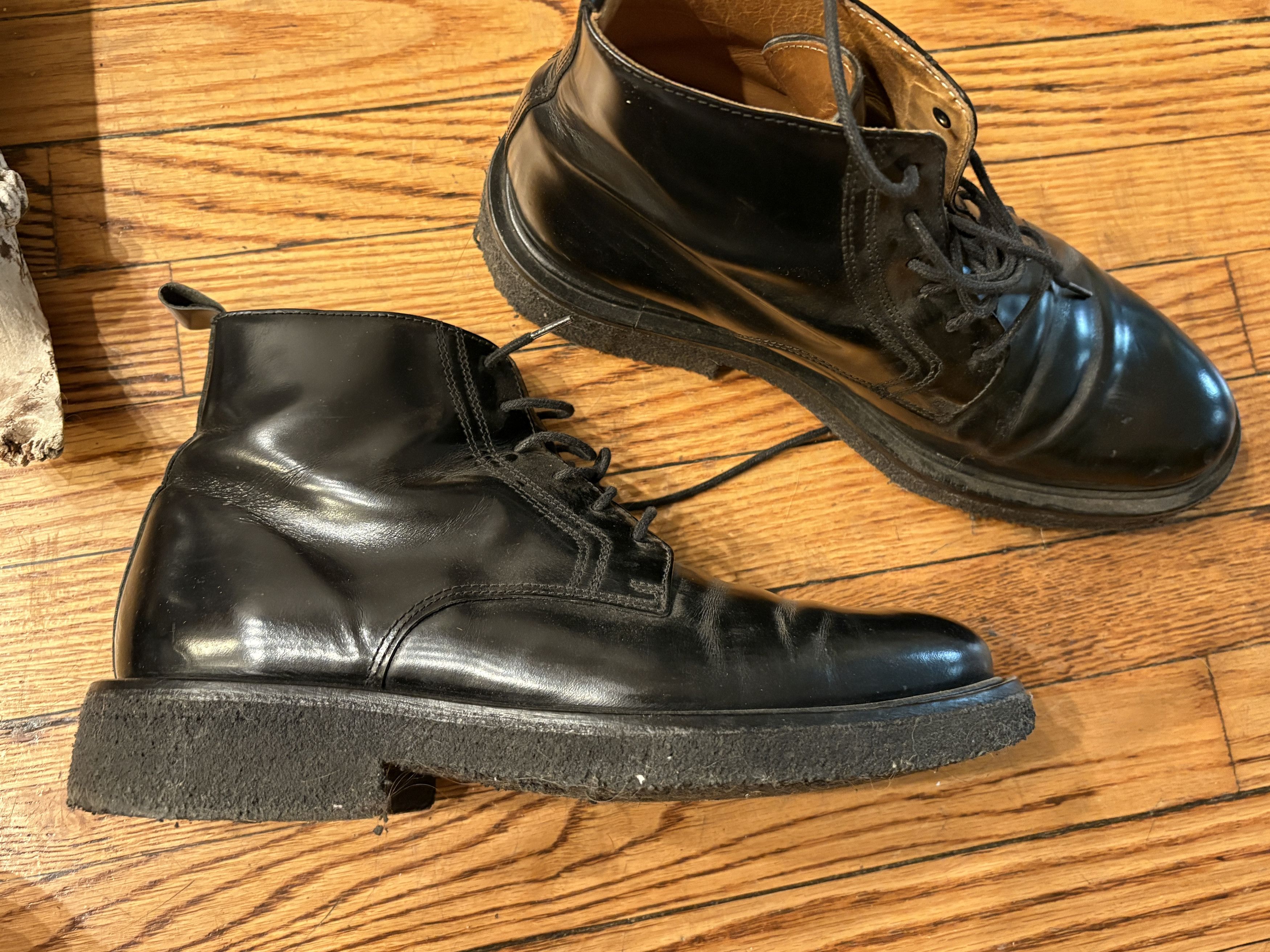 AMI AMI Shiny Black Lace Up Boots with Crepe Sole Size US 6 / EU 39 - 4 Thumbnail