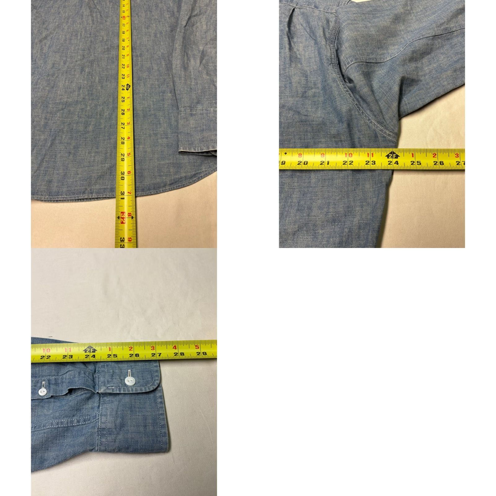 Wallace & Barnes Wallace & Barnes Mens Band Collar Chambray Shirt Blue Cotton A7968 Size L Size US L / EU 52-54 / 3 - 8 Thumbnail