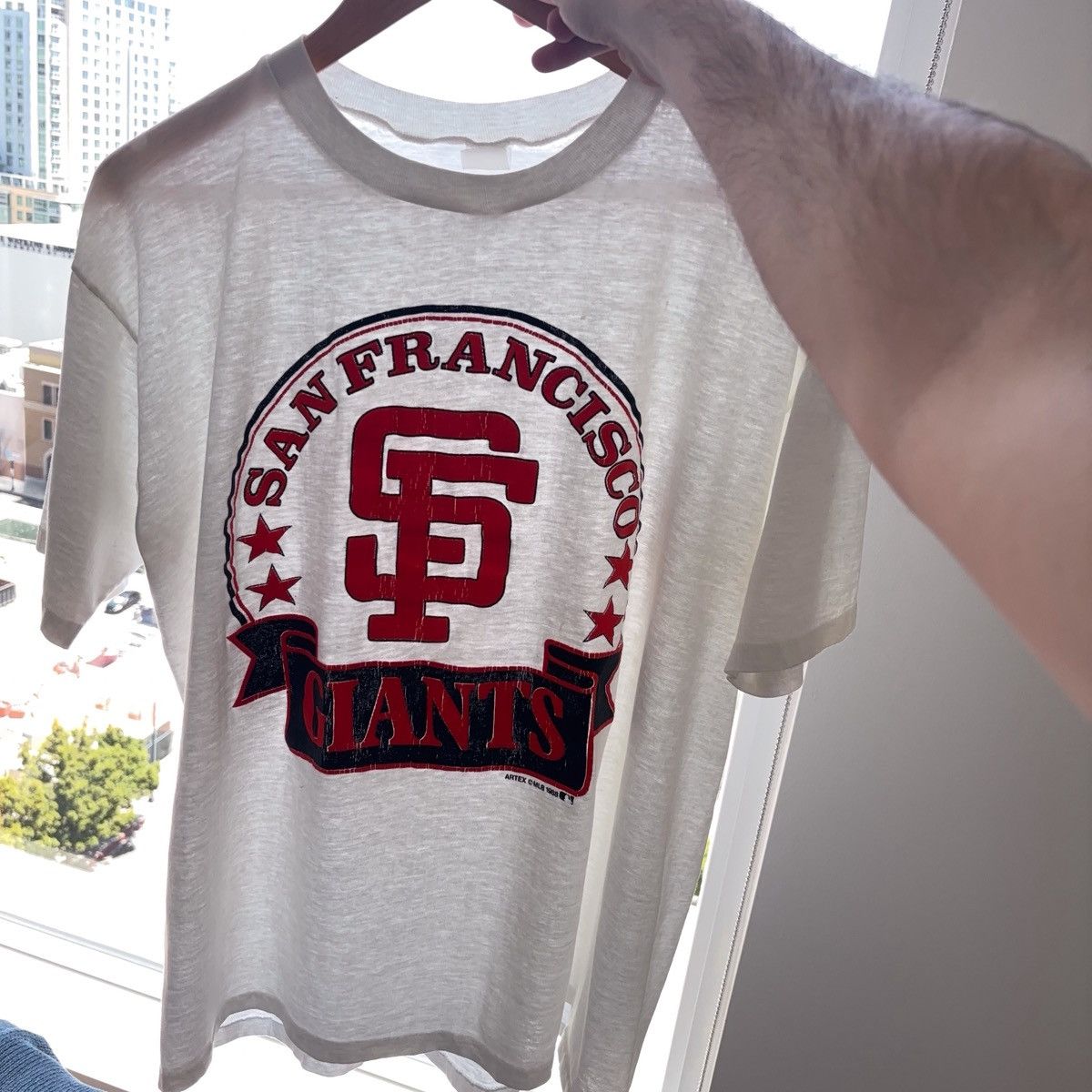 Vintage 80s San Fransisco SF Giants Paper Thin Burnout T-Shirt Size US L / EU 52-54 / 3 - 11 Thumbnail