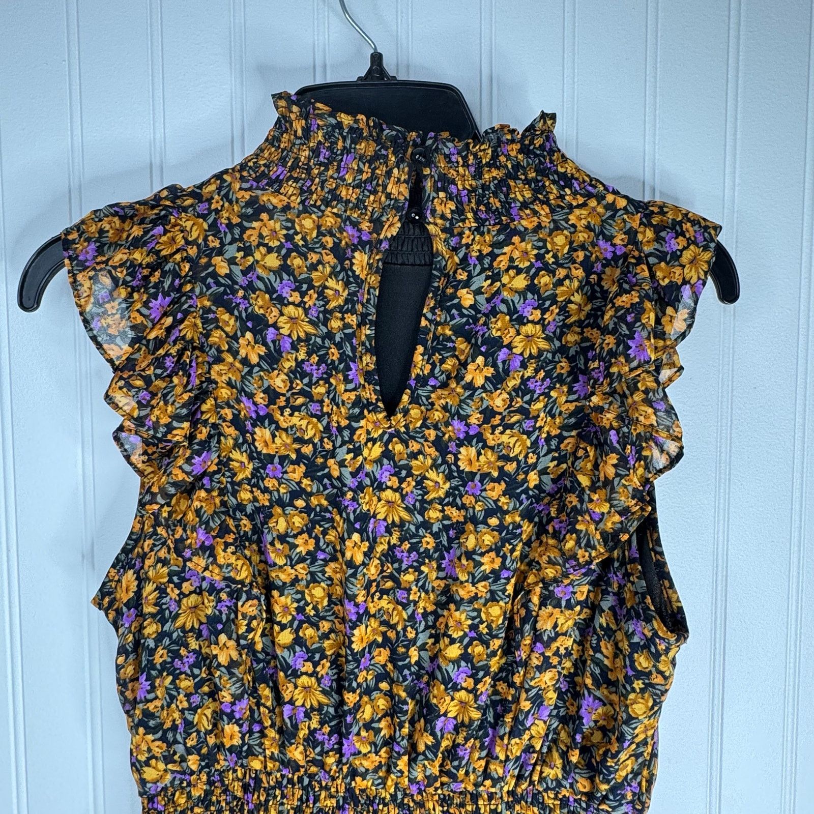 Other Lulus Evalina Mustard Floral Print Mock Neck Midi Dress Size S / US 4 / IT 40 - 12 Thumbnail