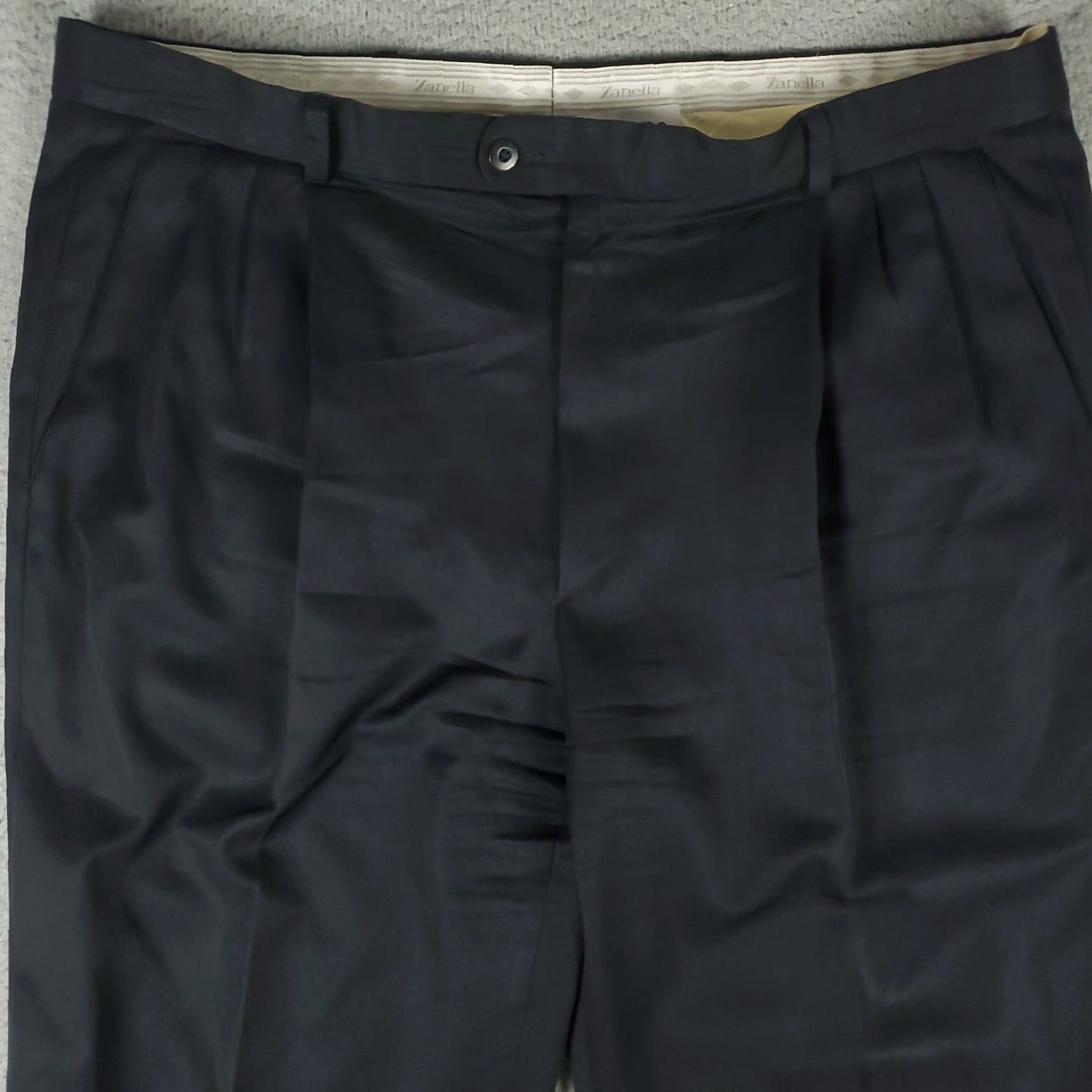 Zanella Zanella Dress Pants Mens 36x30 Black Pleated Trousers Regular Fit Size US 36 / EU 52 - 2 Thumbnail