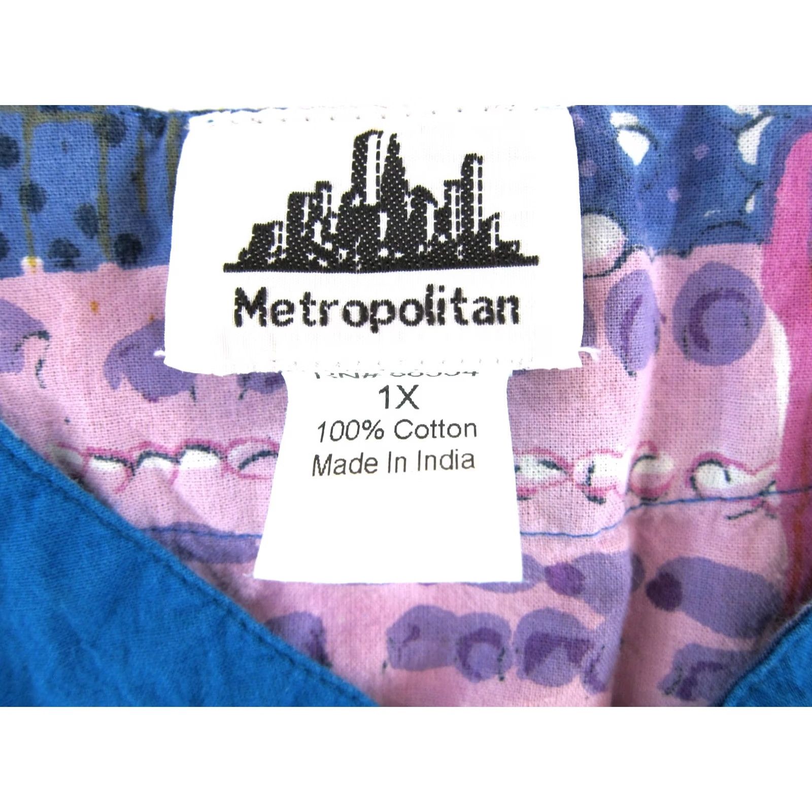 Vintage VINTAGE Metropolitan Dress Maxi Midi Floral 1X Purple Pink Blue 100% Cotton With Pocket Women Vintage Style Dress Size XL / US 12-14 / IT 48-50 - 3 Thumbnail