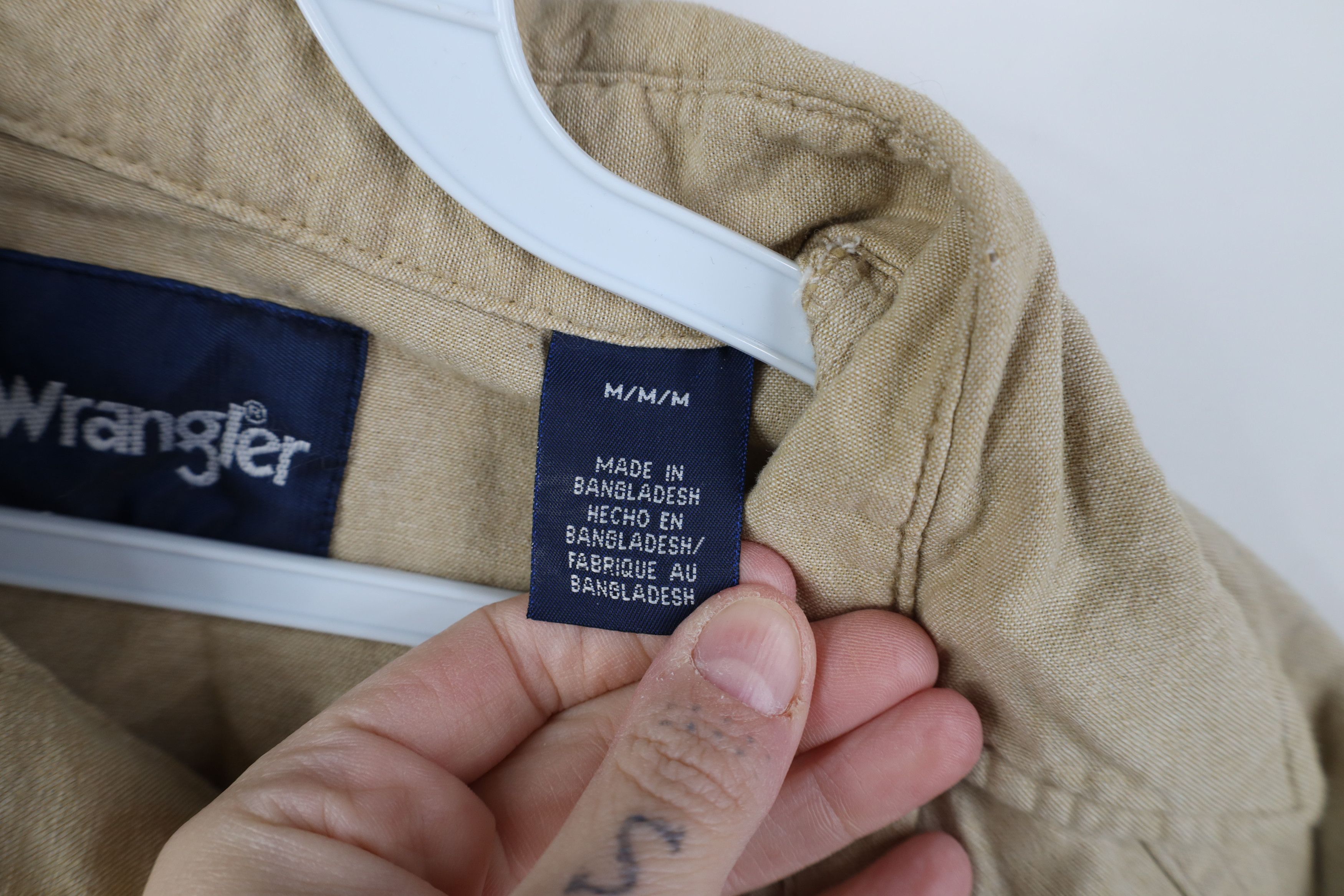 Wrangler Vintage 90s Wrangler Cowboy Snap Button Collared Shirt Beige Size US M / EU 48-50 / 2 - 7 Thumbnail