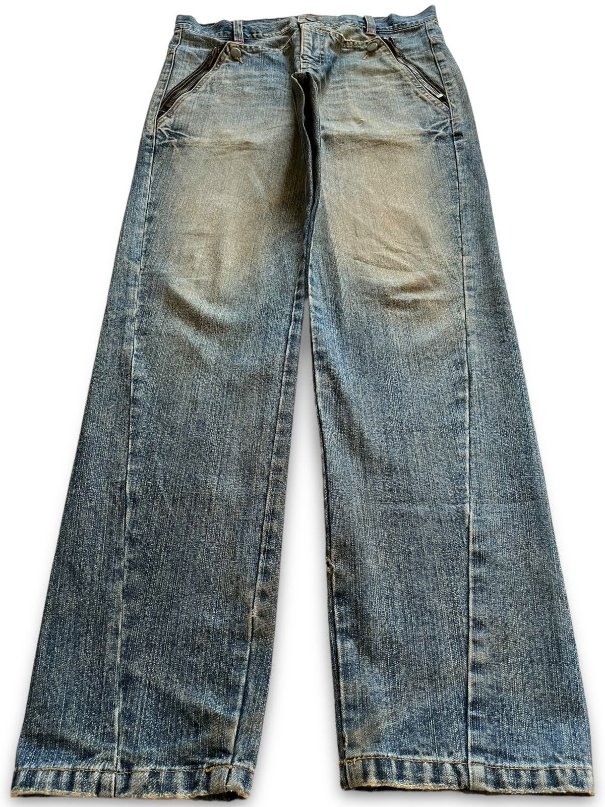 image of Avant Garde Vintage Japanese Queen Mary Mud Wash Distressed Jeans in Blue, Men's (Size 33)