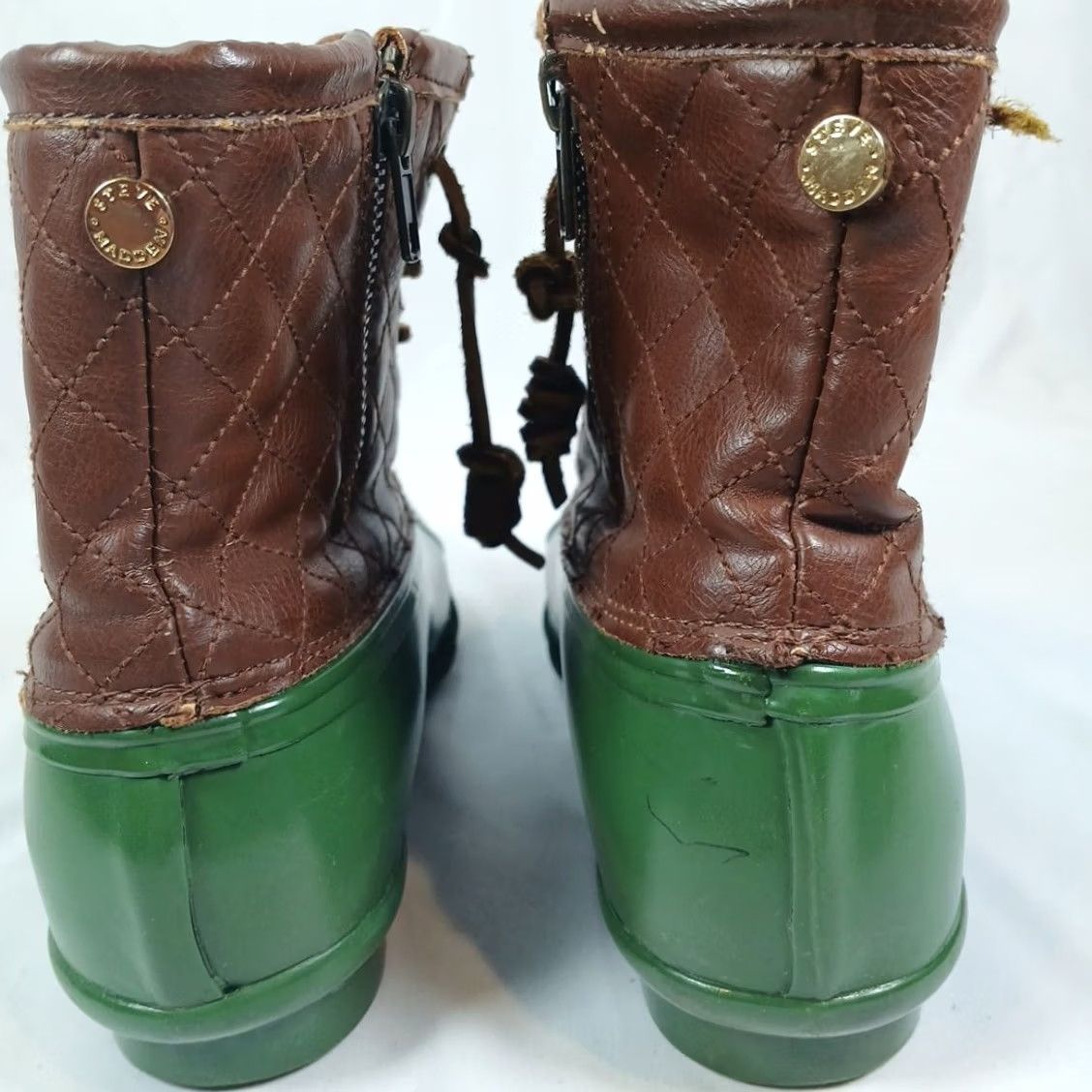 Steve Madden Steve Madden Women's Green Brown Leather Quilted Rubber Duck Boots Winter Size 8 Size US 8 / IT 38 - 3 Thumbnail